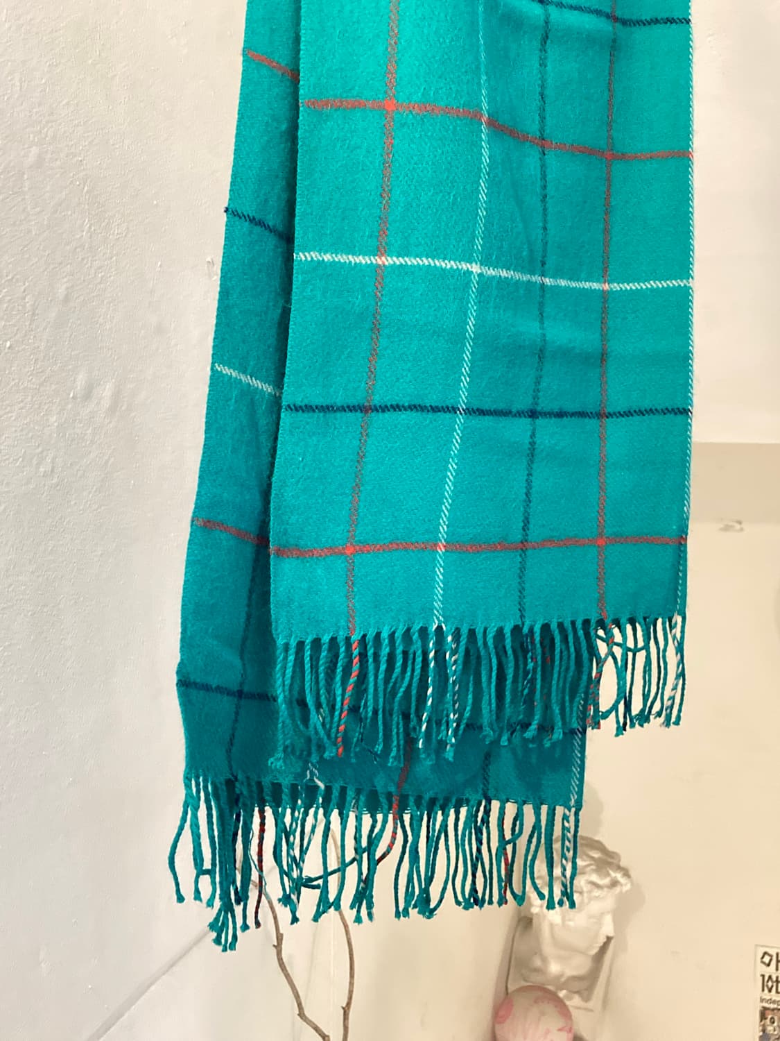 빈티지 비비드 그린 체크 머플러 상품이미지2