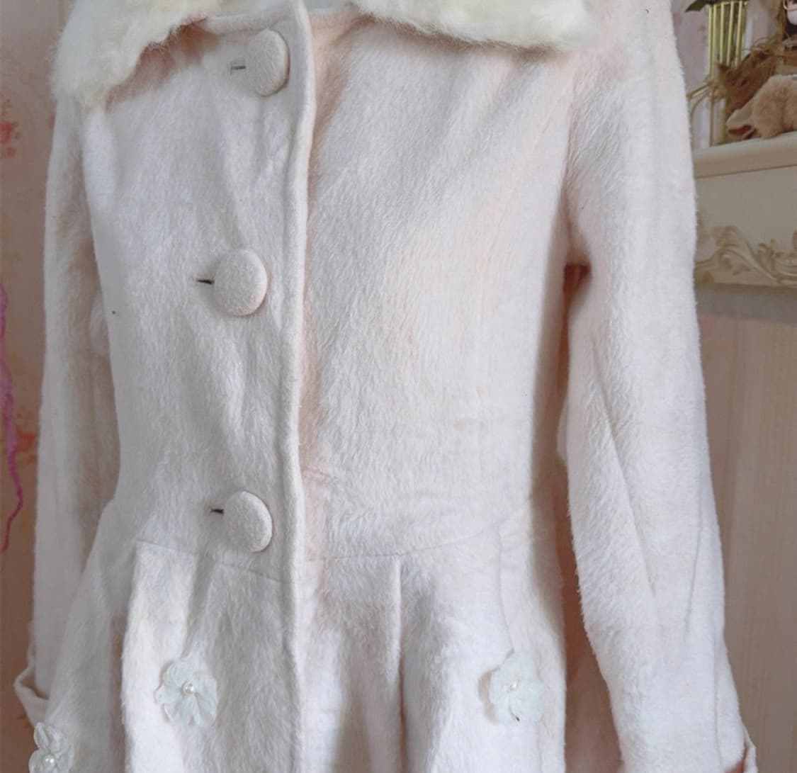 리즈리사 연핑크 플라워 백리본 퍼카라 코트 히메갸루 상품이미지2