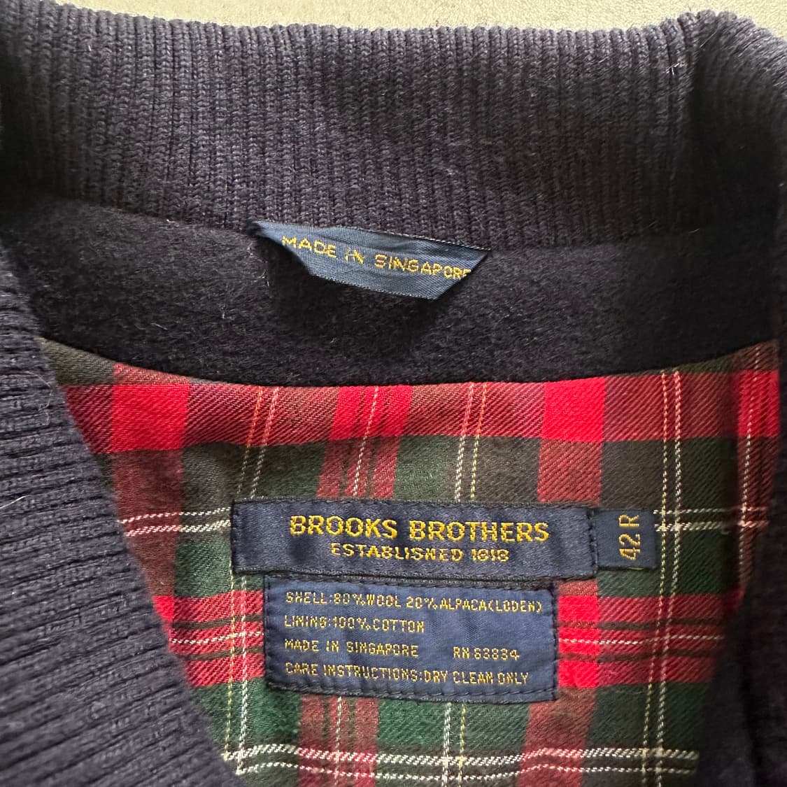 90s 브룩스브라더스 울 로덴 알파카 블루종 헤링턴 자켓 42R 상품이미지5