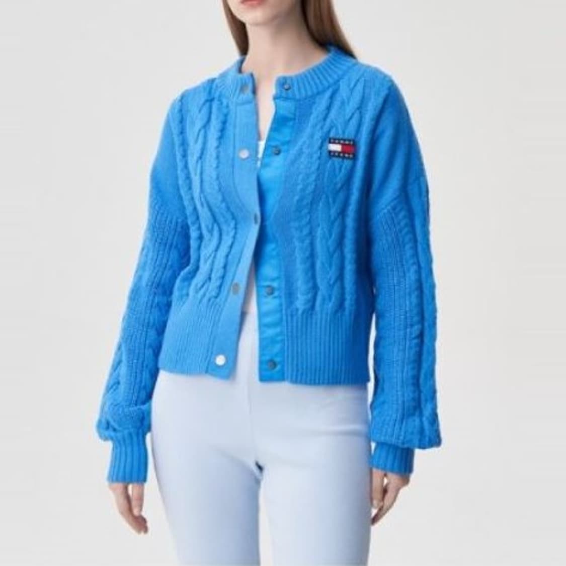 M 신형 타미 진스 오버사이즈 뱃지 케이블 가디건 4215 상품이미지3