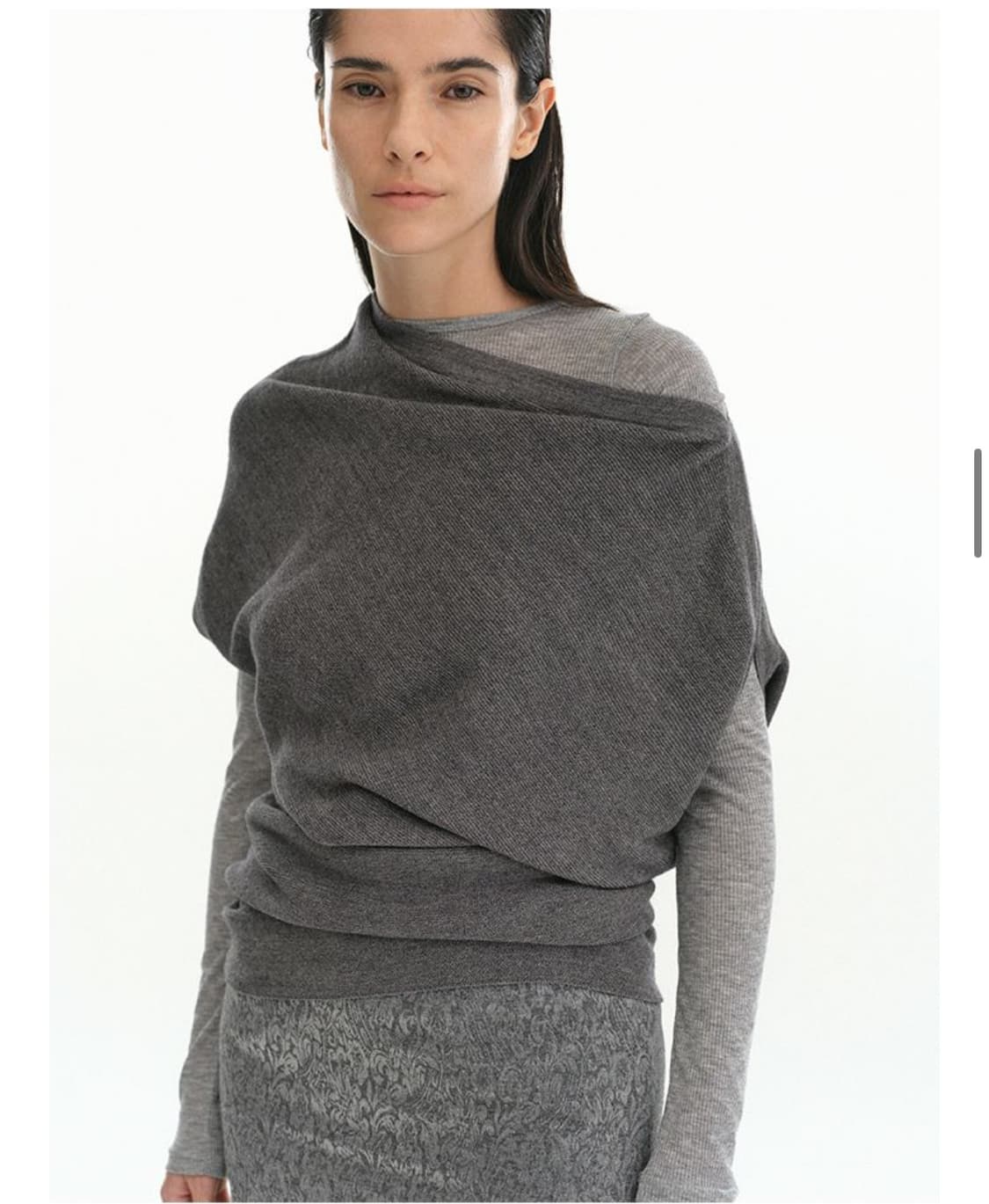 repos unbal off shoulder knit grey 상품이미지1