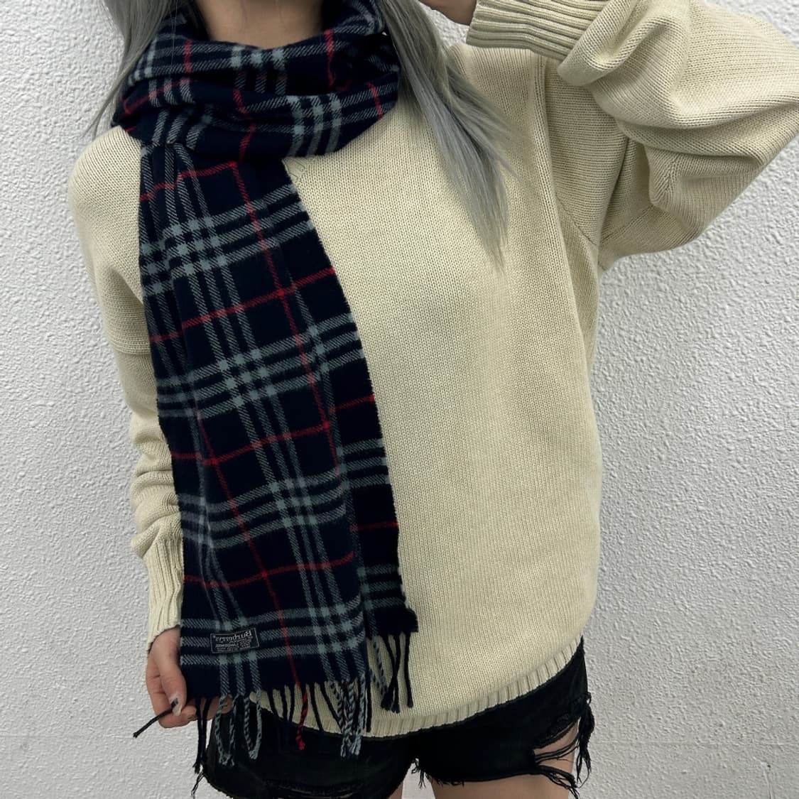버버리 네이비 노바체크 램스울 머플러 상품이미지1