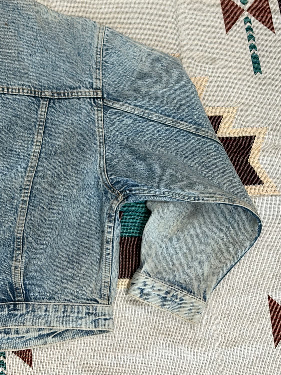 90s 빅존 제팬 스노우 워시드 크롭 데님 자켓 상품이미지6