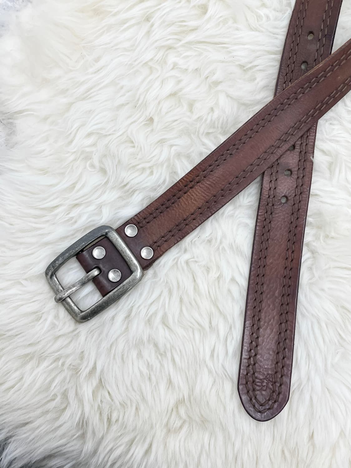 리얼레더 스티치 펀칭 버클 벨트 상품이미지6