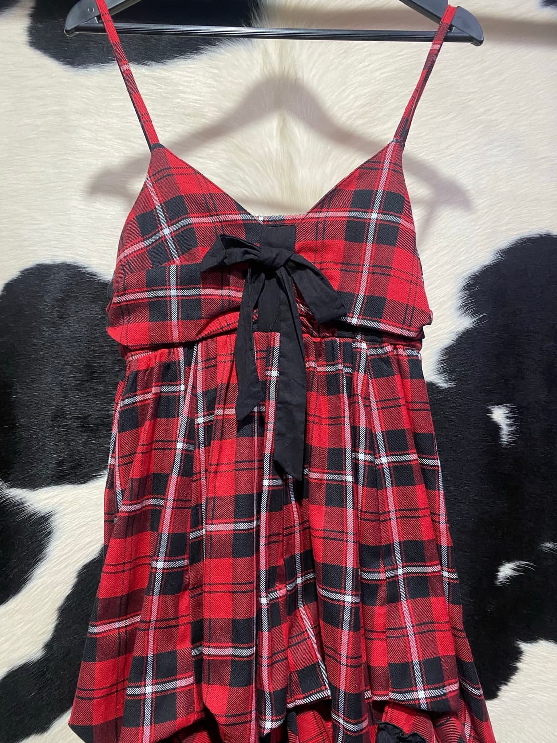 Japanese vtg 레드 타탄 체크 펑크 벌룬 원피스 상품이미지3