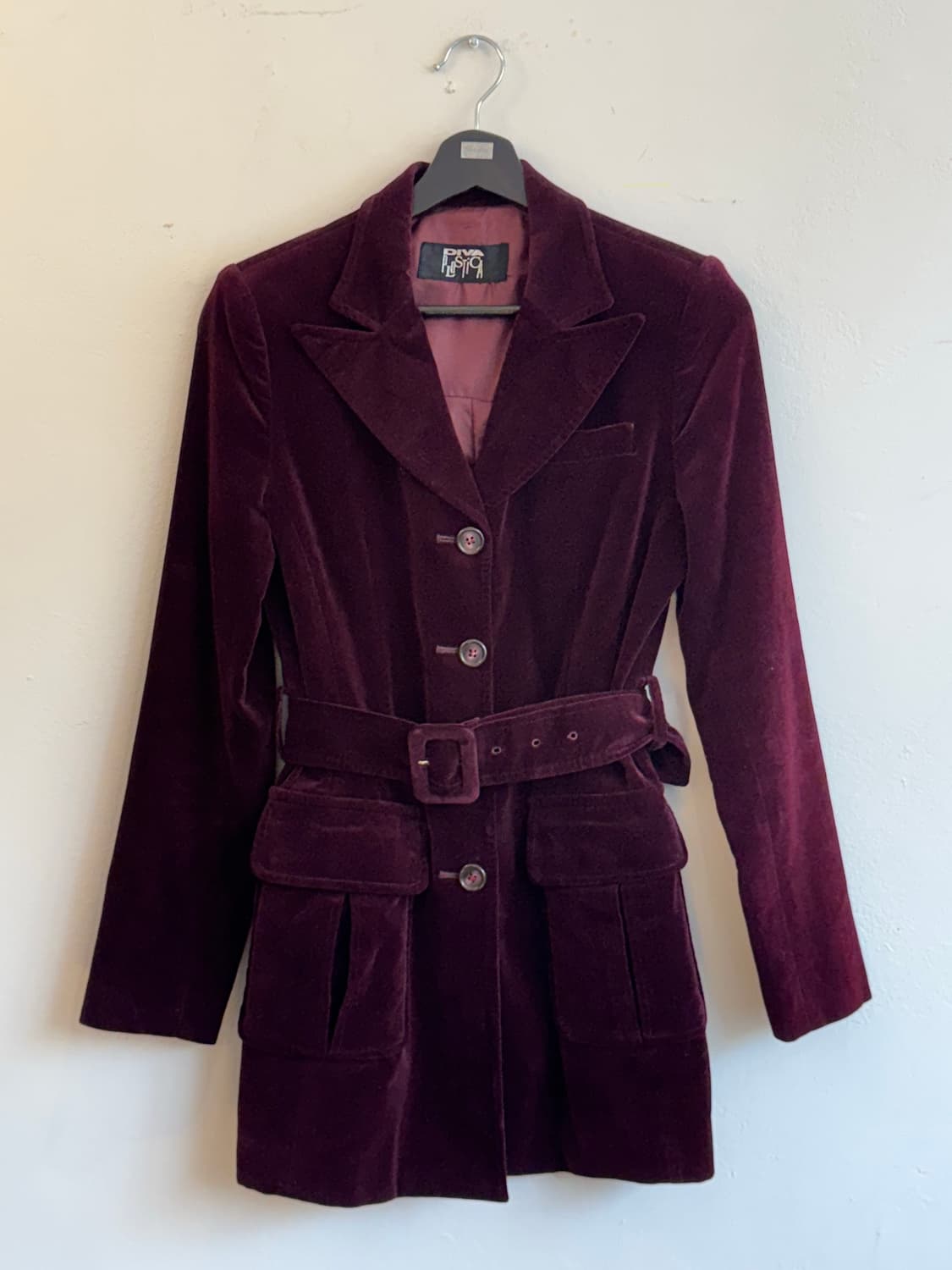 버건디 벨벳 벨티드 자켓 상품이미지2