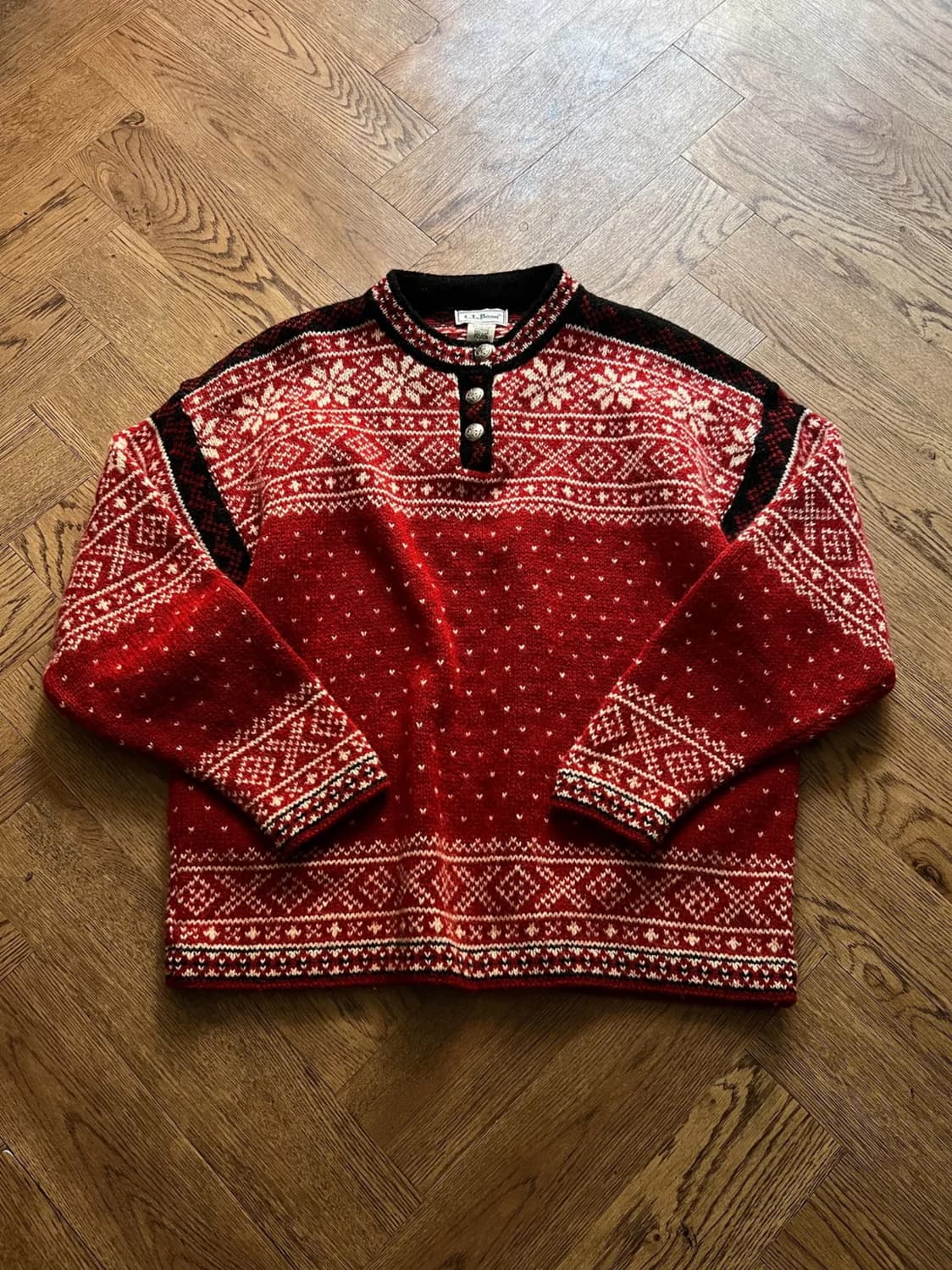 [L]90's 엘엘빈 Made in USA 노르딕 울 니트 상품이미지1