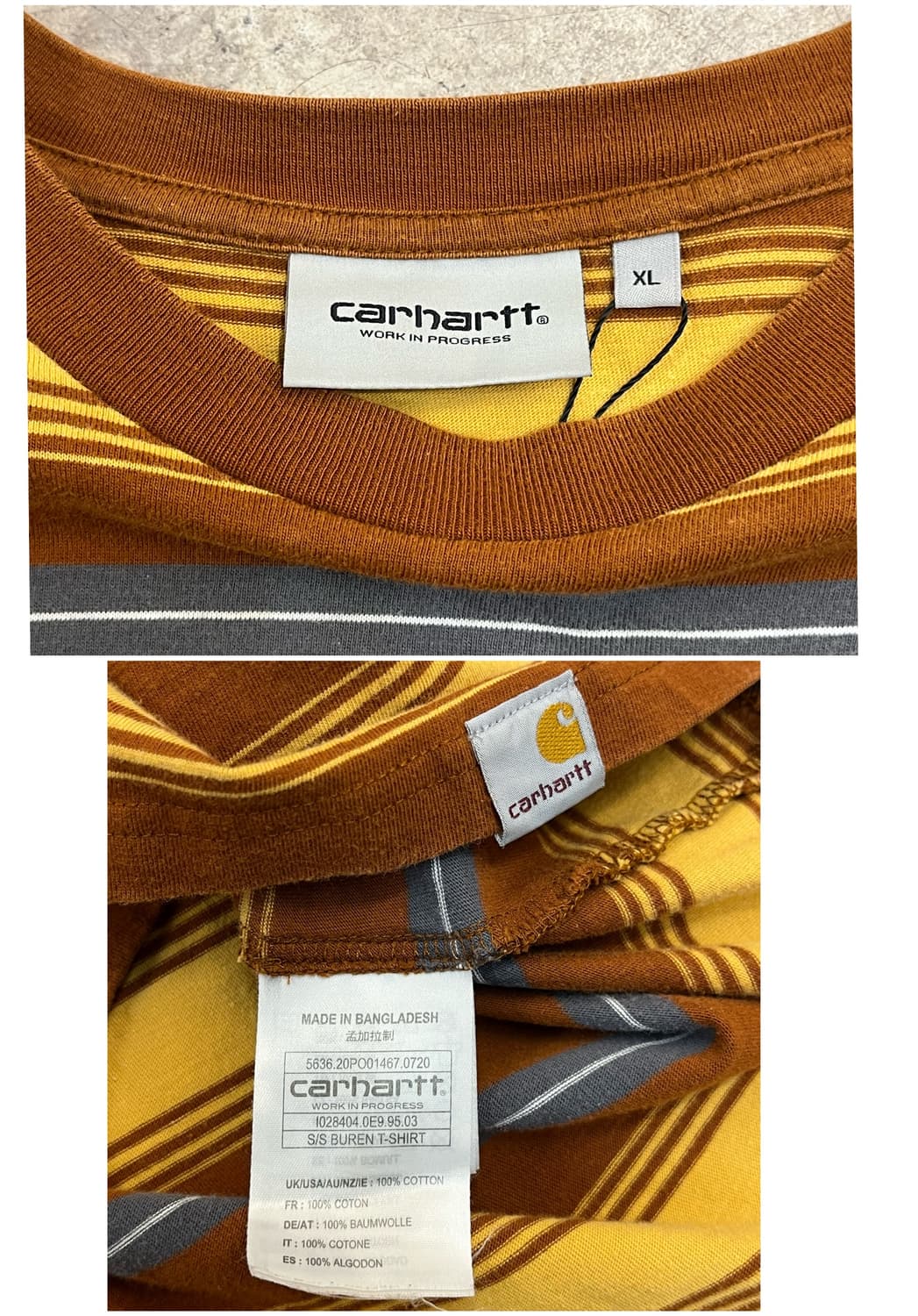 칼하트 스트라이프 반팔티 브라운 XL #csz3406 상품이미지3