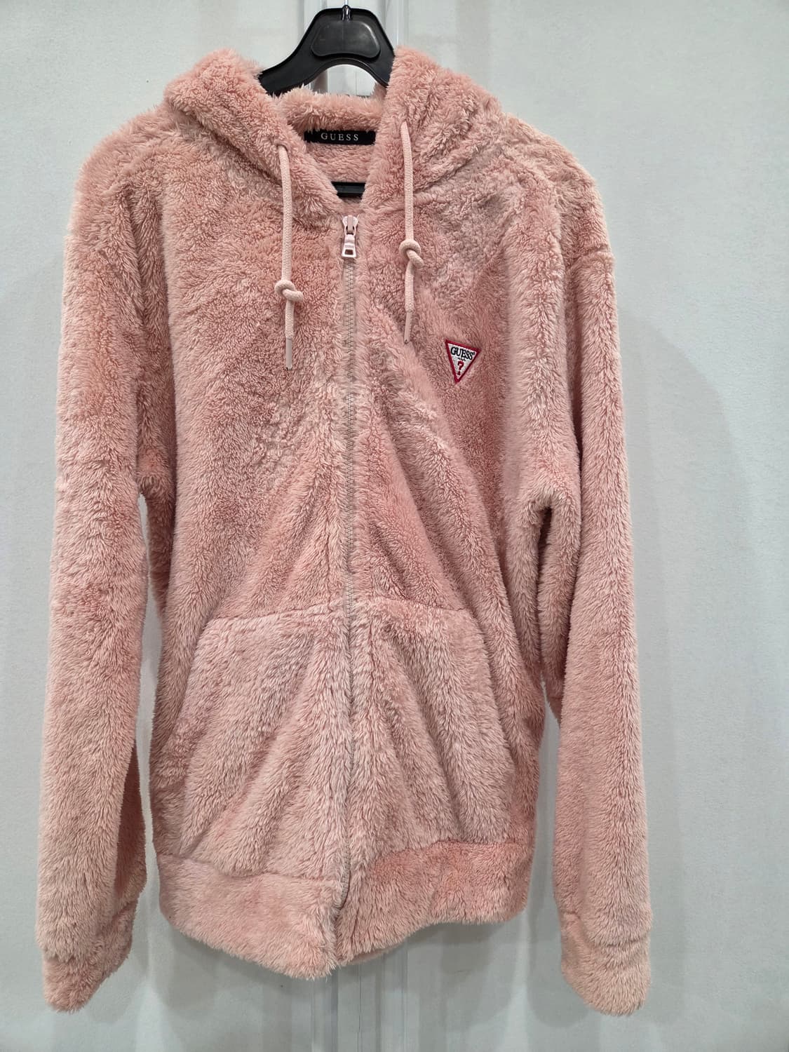 게스 핑크 퍼 후드집업 M  상품이미지1