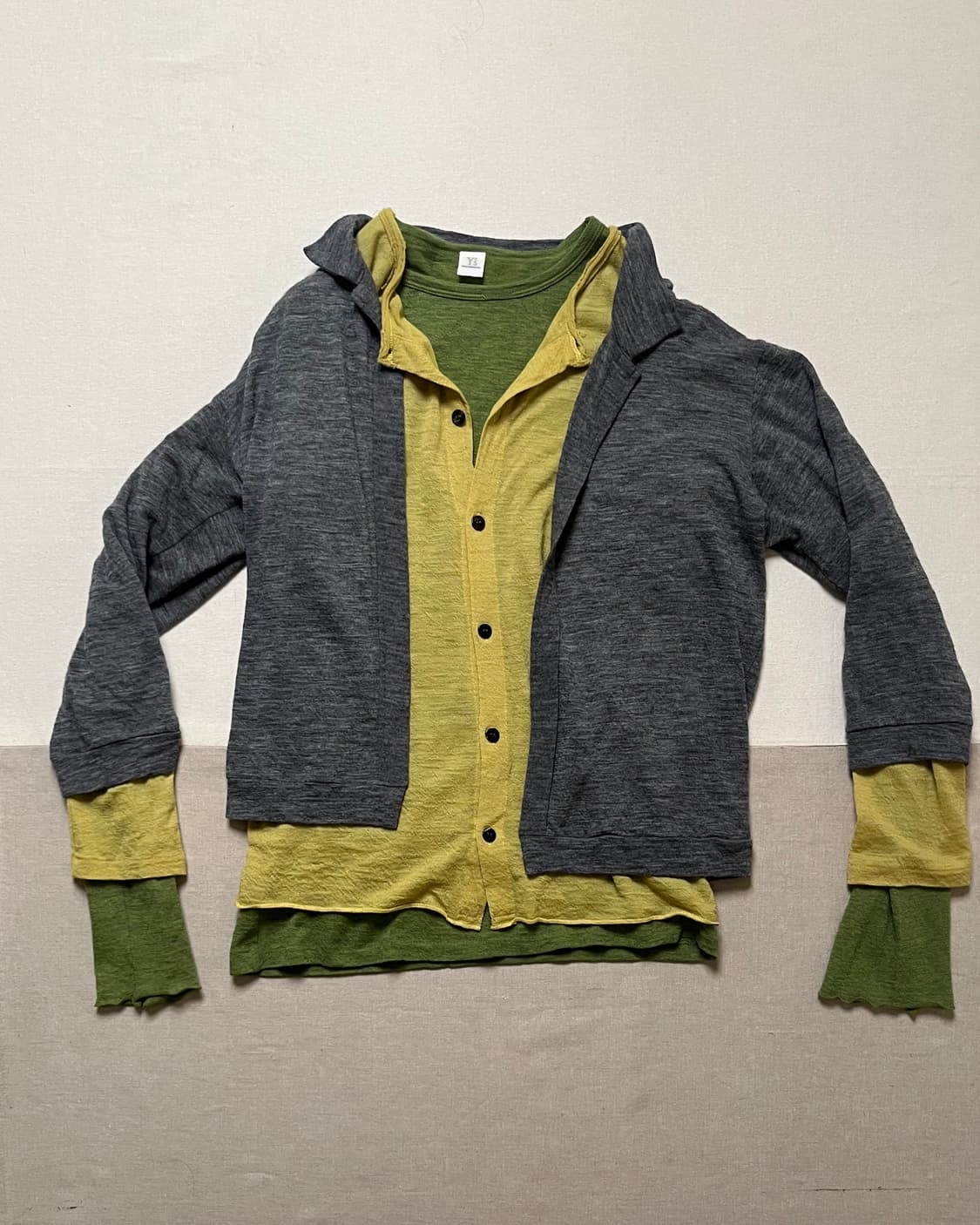 요지야마모토 3 레이어 탑 Yohji yamamoto 컷앤소+가디건 상품이미지4