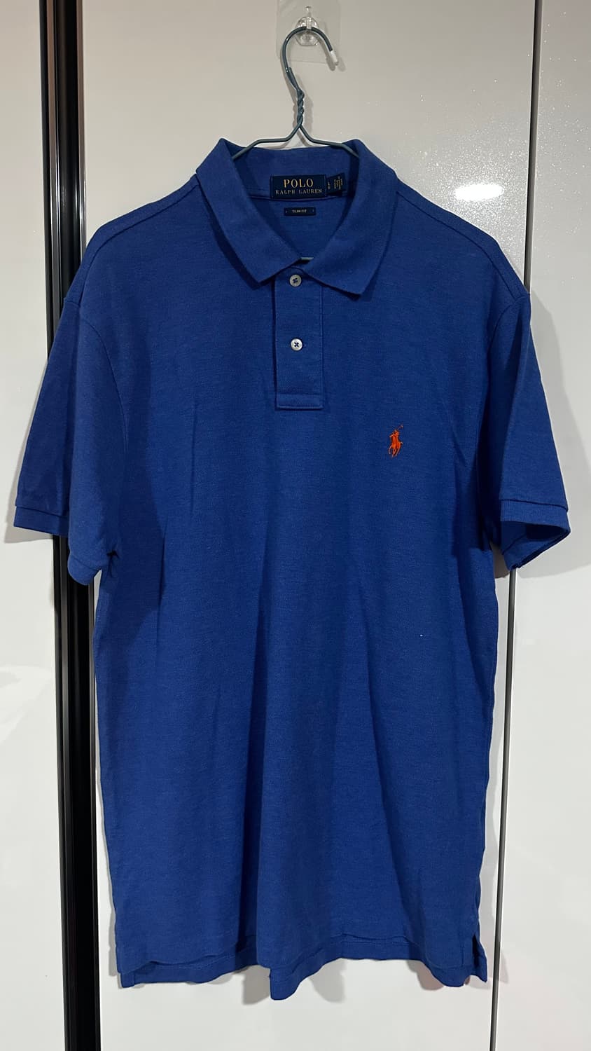 폴로 랄프로렌 블루 슬림핏 반팔 카라티 L 상품이미지1