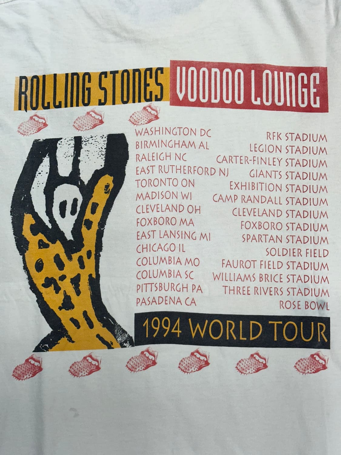 1994' Rolling Stones 부두라운지 월드투어 티셔츠 XL 상품이미지4