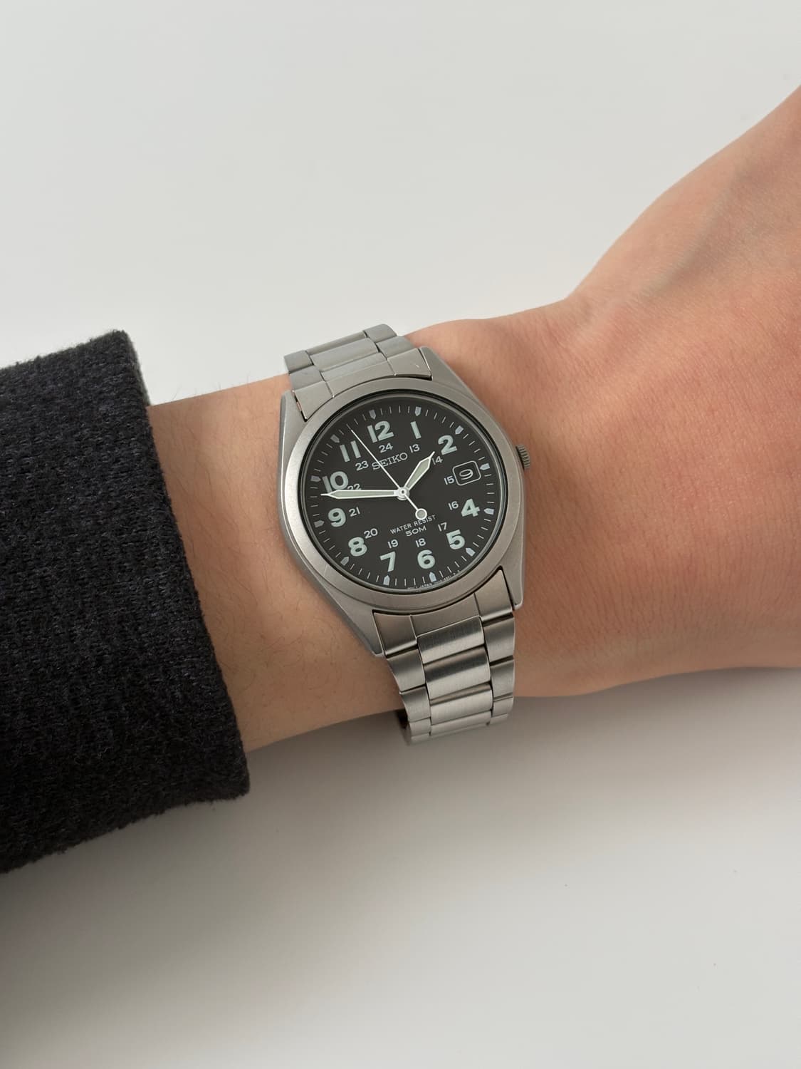 세이코 1990년대 블랙 다이얼 밀리터리 필드 쿼츠 남성 상품이미지8
