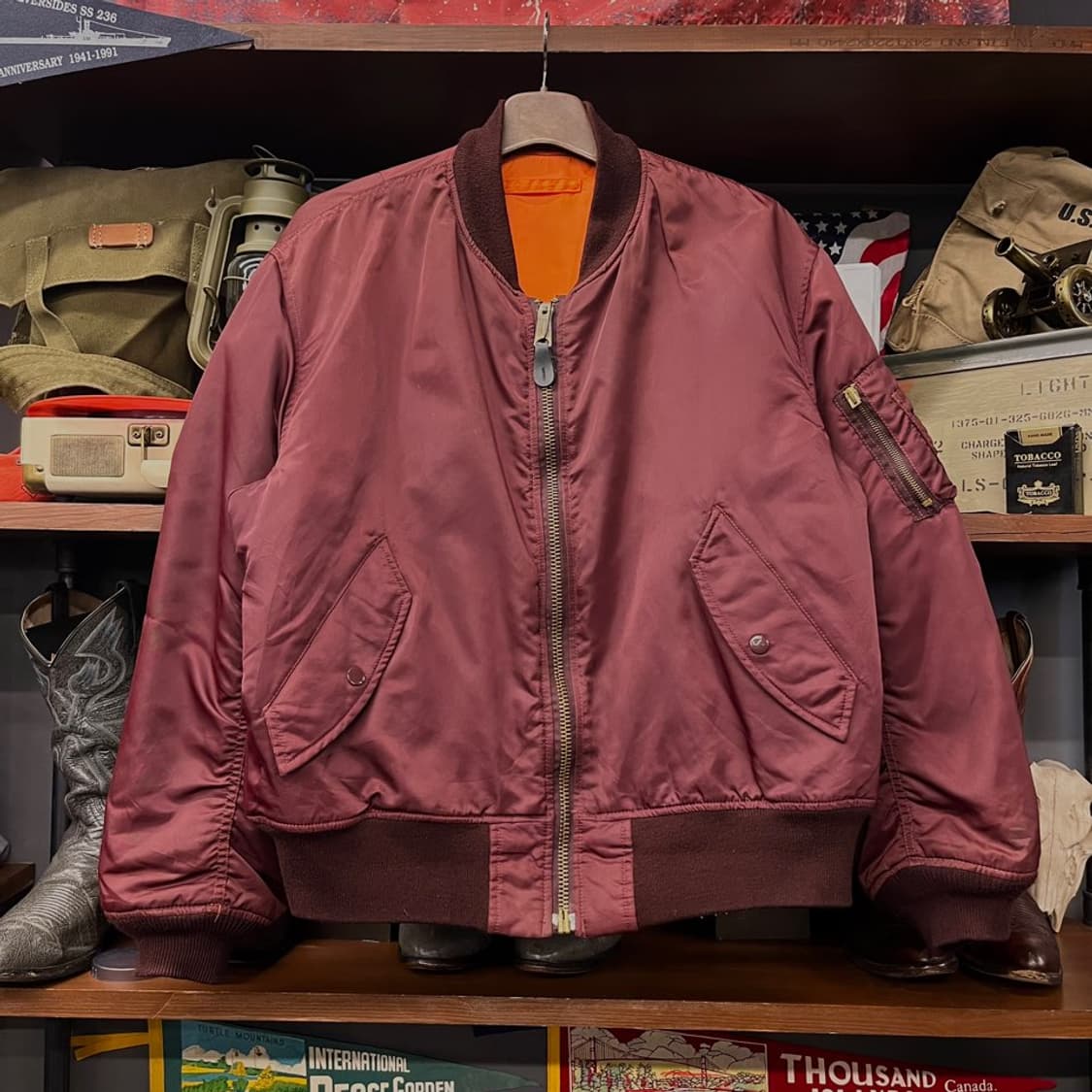90s USA 빈티지 MA-1 플라이트 자켓 마원 버건디 상품이미지1