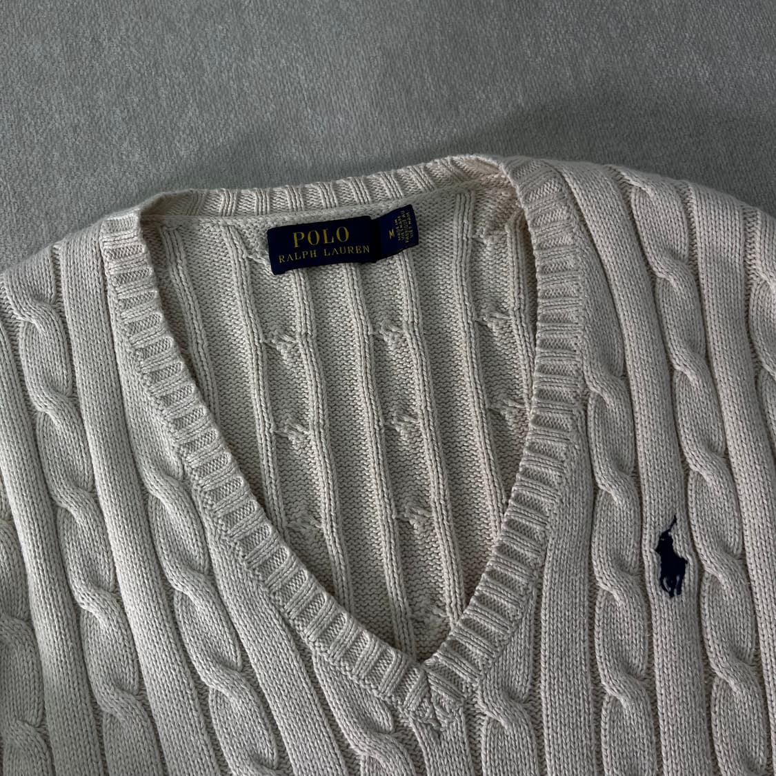 W95 폴로랄프로렌 브이넥 꽈배기 니트 상품이미지2