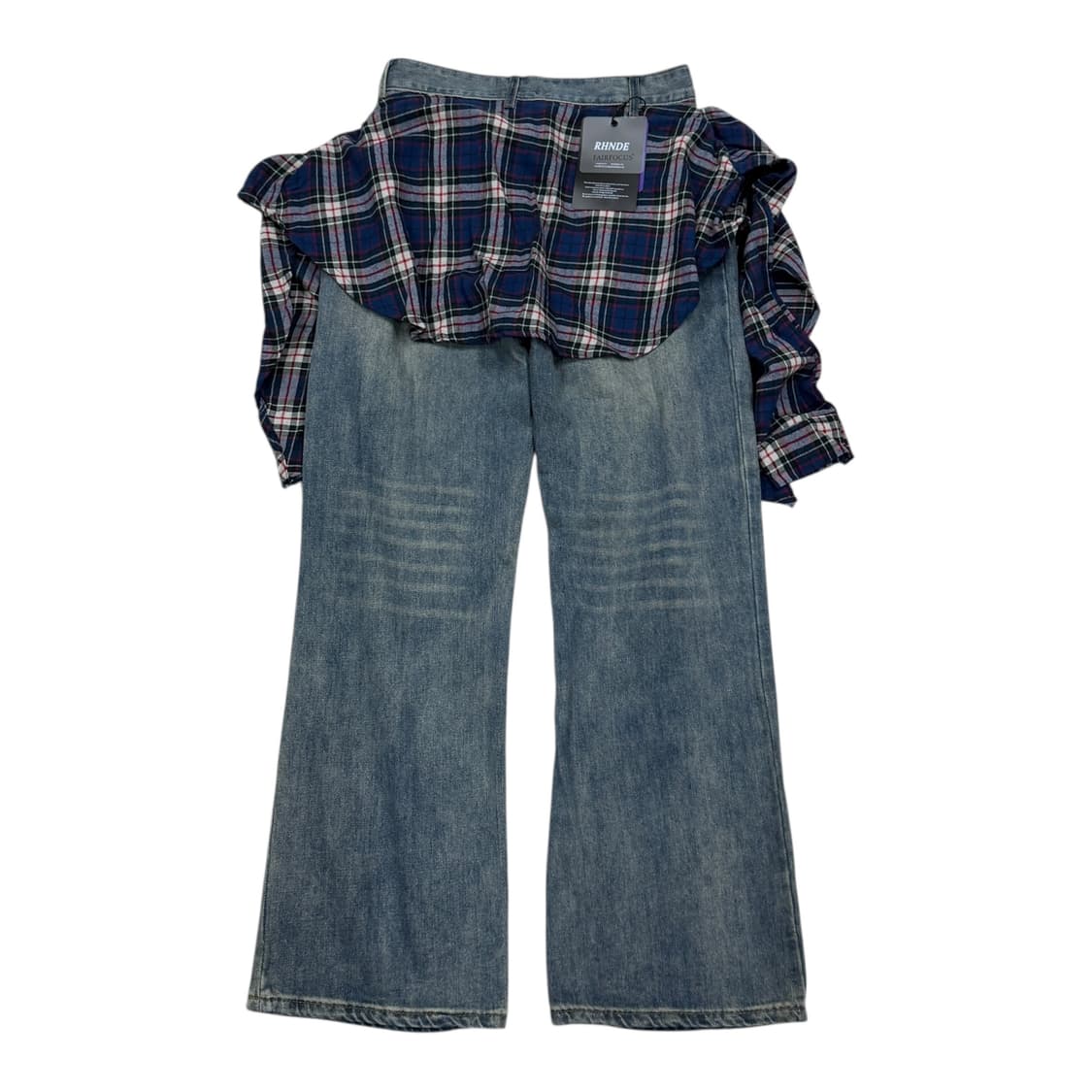 빈티지 셔츠 레이어드 데님 팬츠 바지 L 상품이미지3