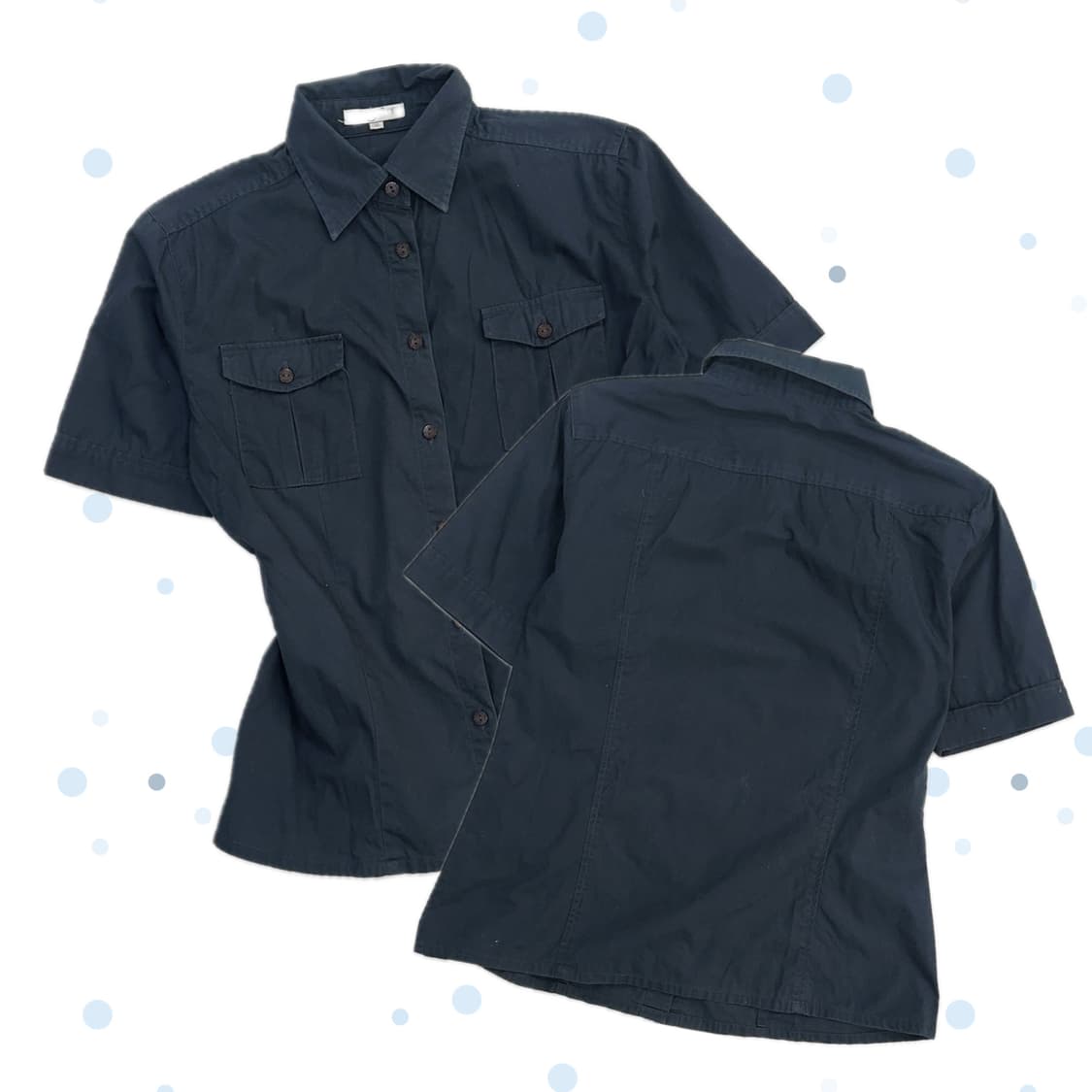 🩵IL SUFFIT 네이비 반팔 카라셔츠 🩵프레피룩 오피스 아메카지  상품이미지1