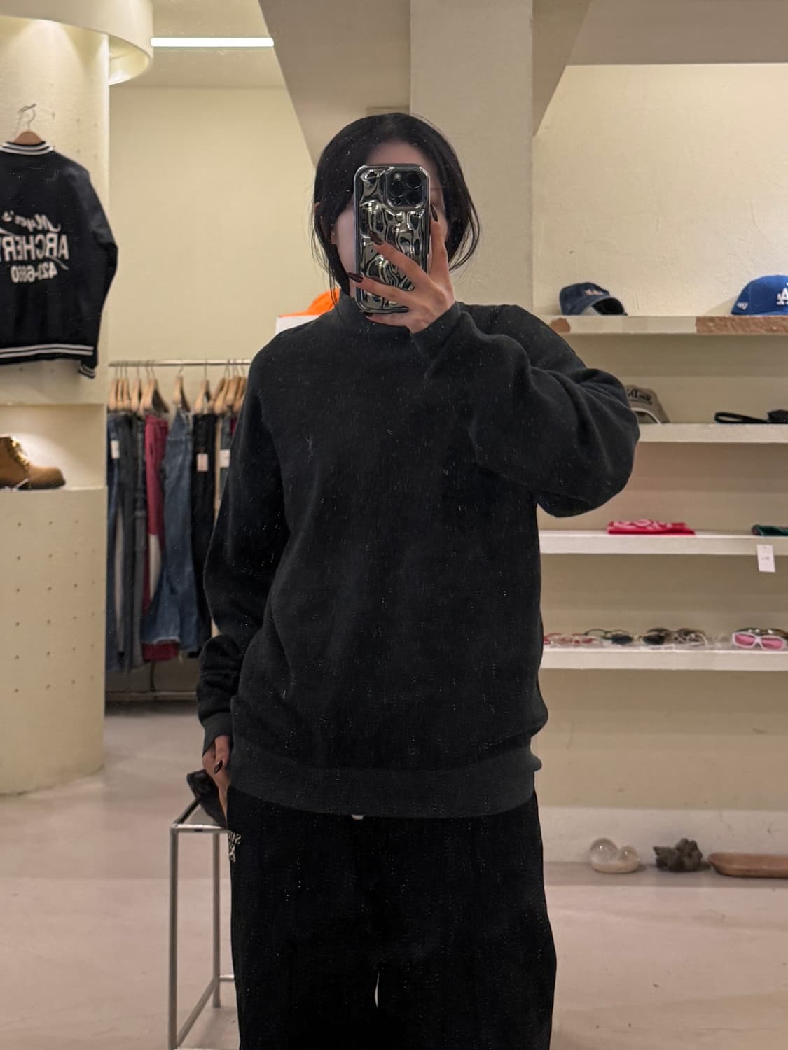 생로랑 다크그레이 미니 로고 니트 U1294 상품이미지1