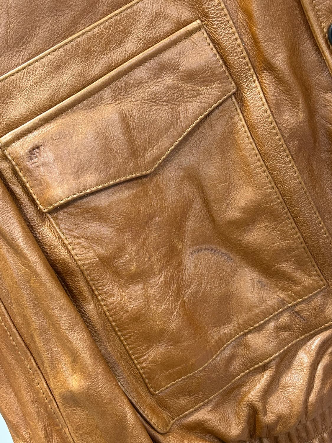 STU 커브드 레더 자켓 카멜 [L] 상품이미지6
