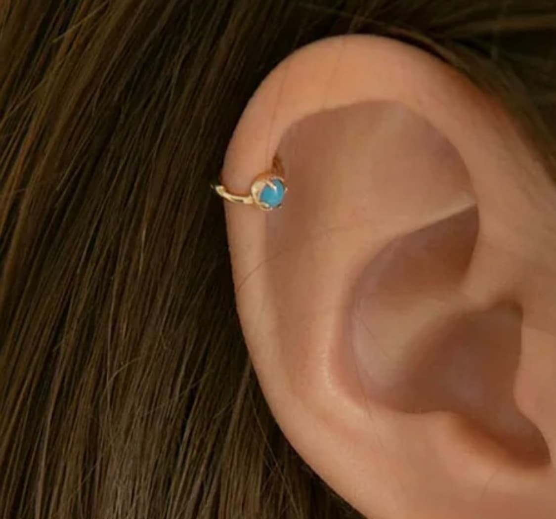 룬느 14k 터키석 원터치 링 귀걸이 (14K골드) #ER07 상품이미지3