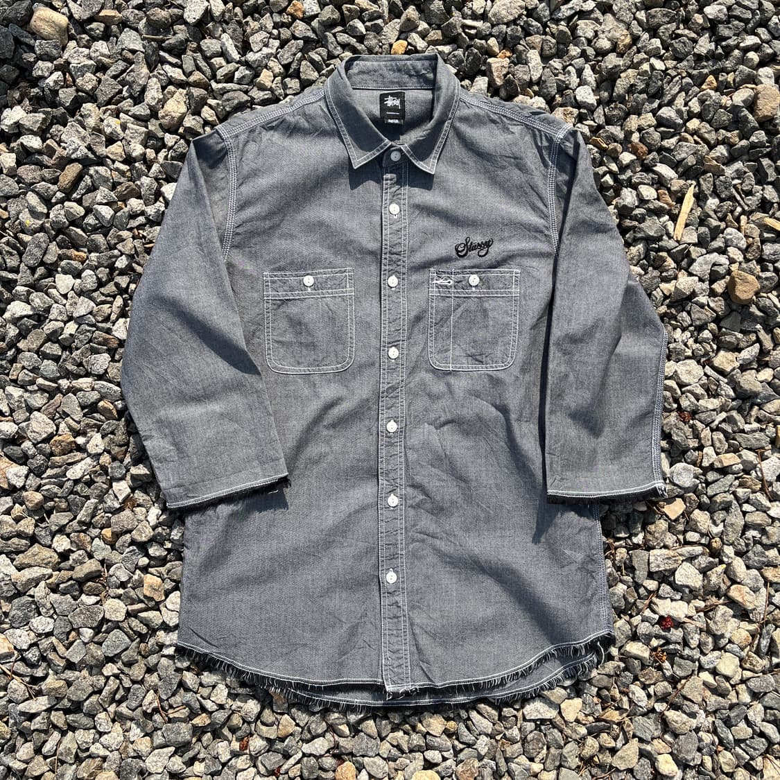 스투시(Stussy) 샴브레이 7부 셔츠  (실측확인) 상품이미지1