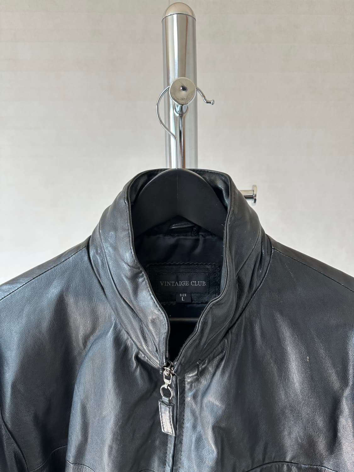Minimal Stand Collar Lamb Leather Jacket 상품이미지2