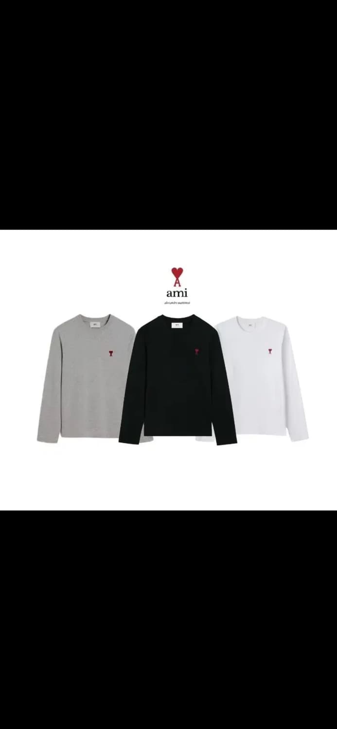🔥[새상품/QR정품]🔥아미 롱 슬리브 스몰로고 블랙,그레이, 화이트 상품이미지1