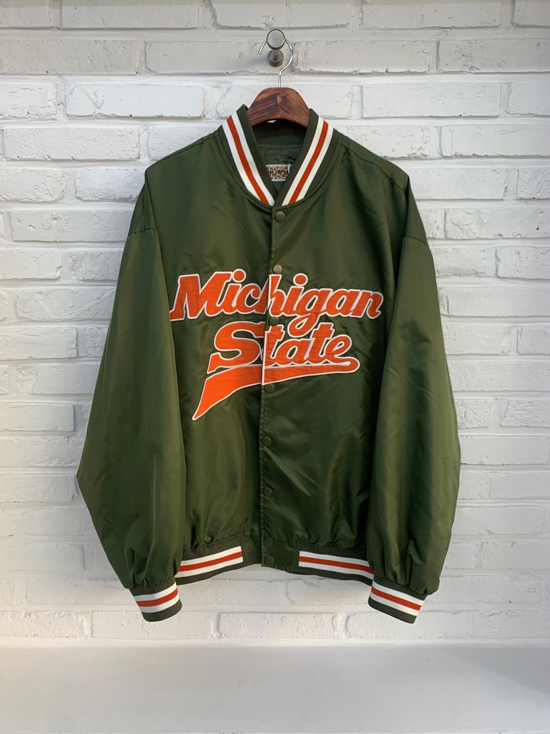 빈티지 바시티 자켓 카키 상품이미지1