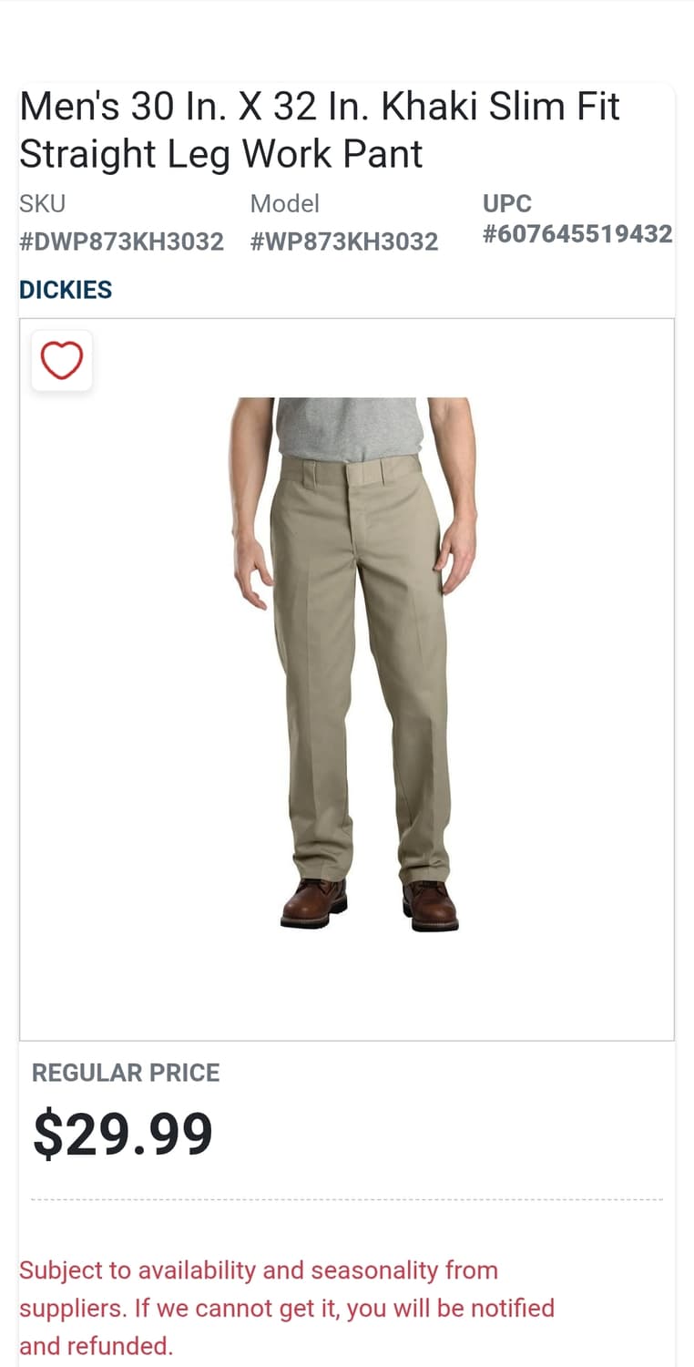 디키즈 미사용 워크팬츠 30인치 기장104 상품이미지2