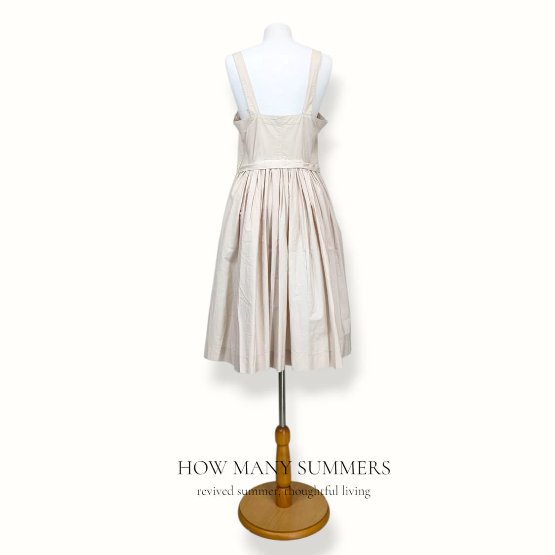 베네통 핀턱 롱 원피스 M 라이트 베이지 나시 뷔스티에 플레어 상품이미지3