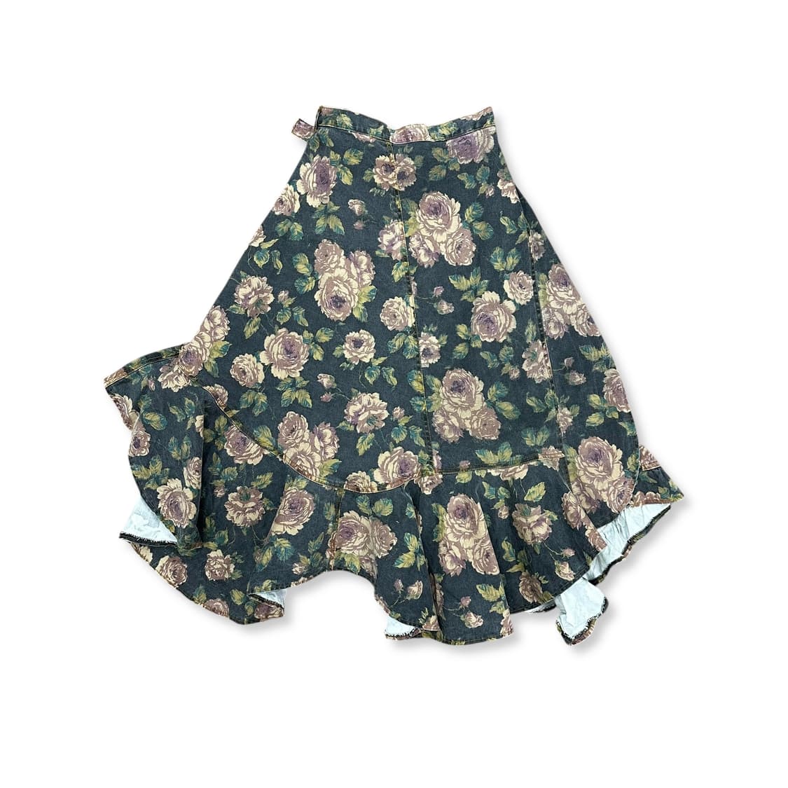 Floral Denim Ruffle Wrap Skirt 상품이미지5