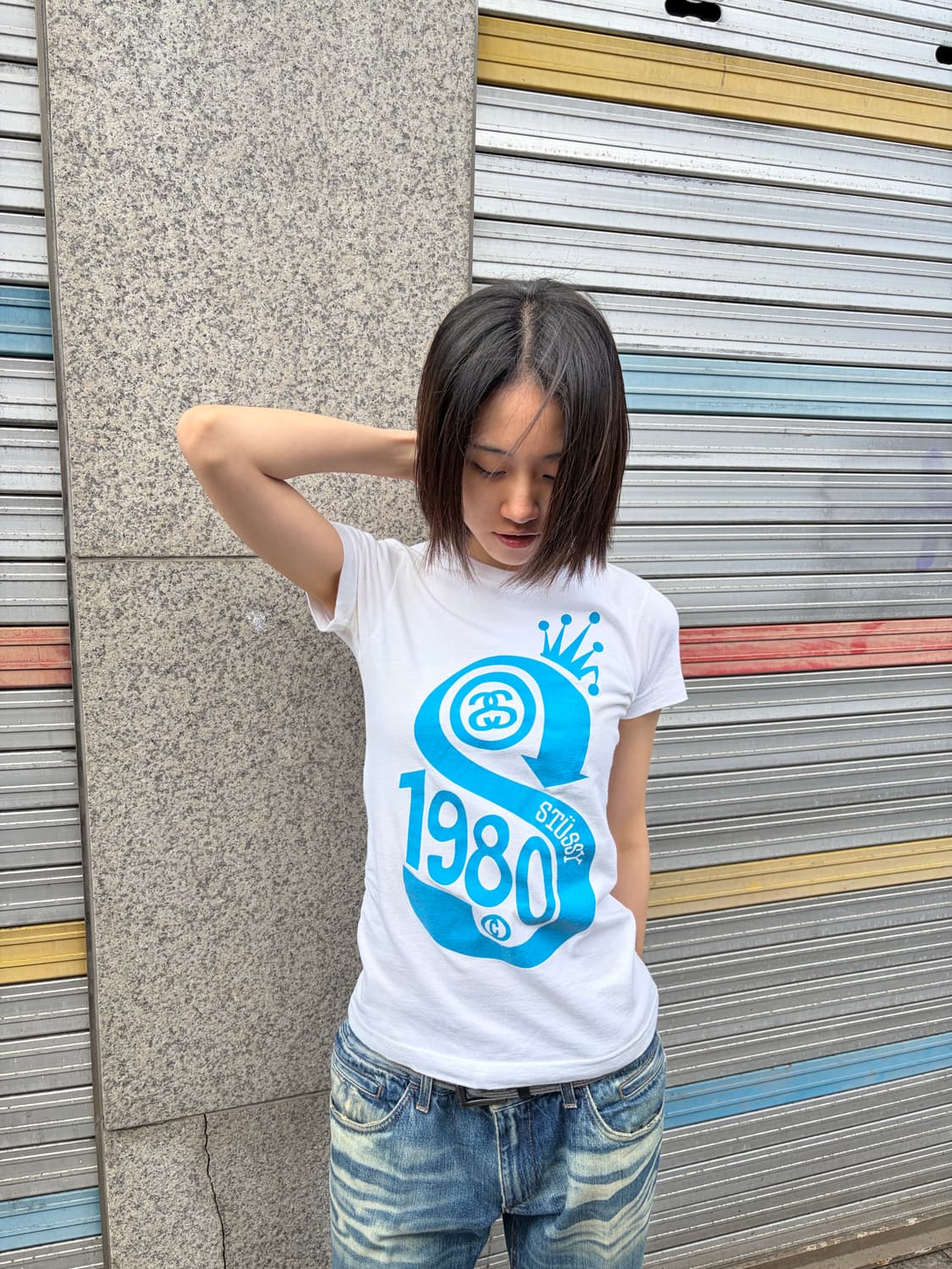 Stussy girls 1980 크라운 로고 반팔 티셔츠 상품이미지1