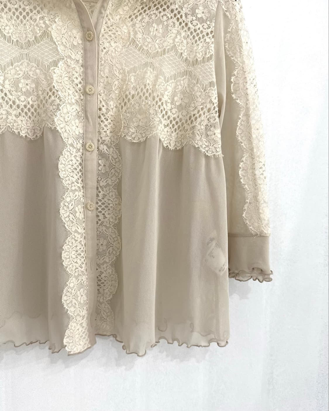 Beige Lace Sheer Shirt 상품이미지9