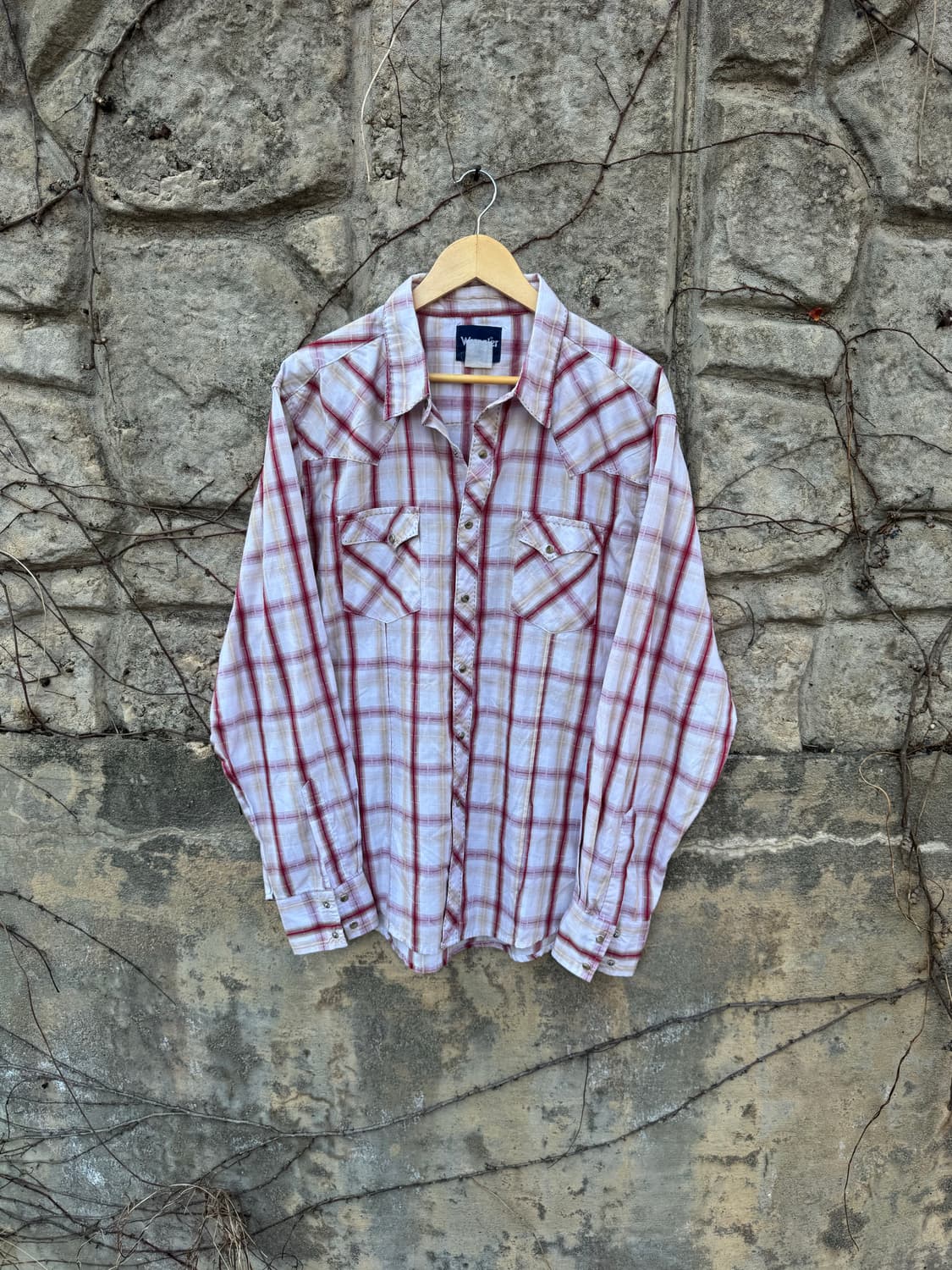 랭글러 빈티지 체크 웨스턴 셔츠 화이트 L 상품이미지1