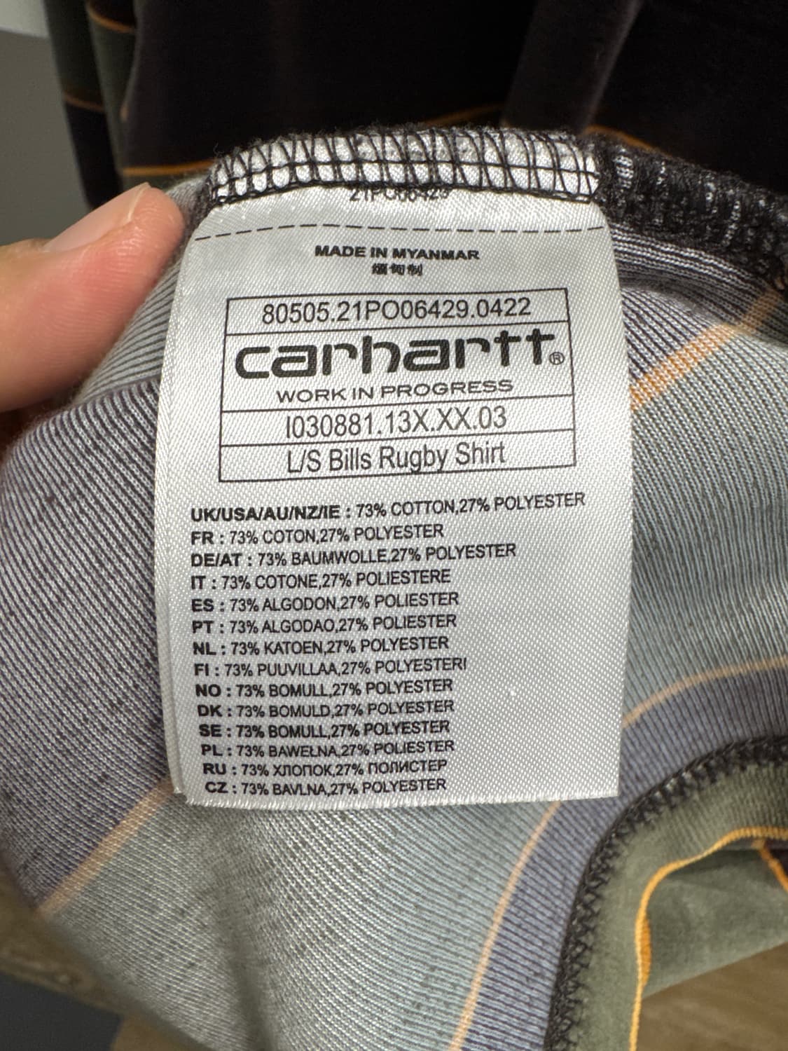 칼하트윕 빌스 럭비 셔츠 L사이즈 상품이미지3