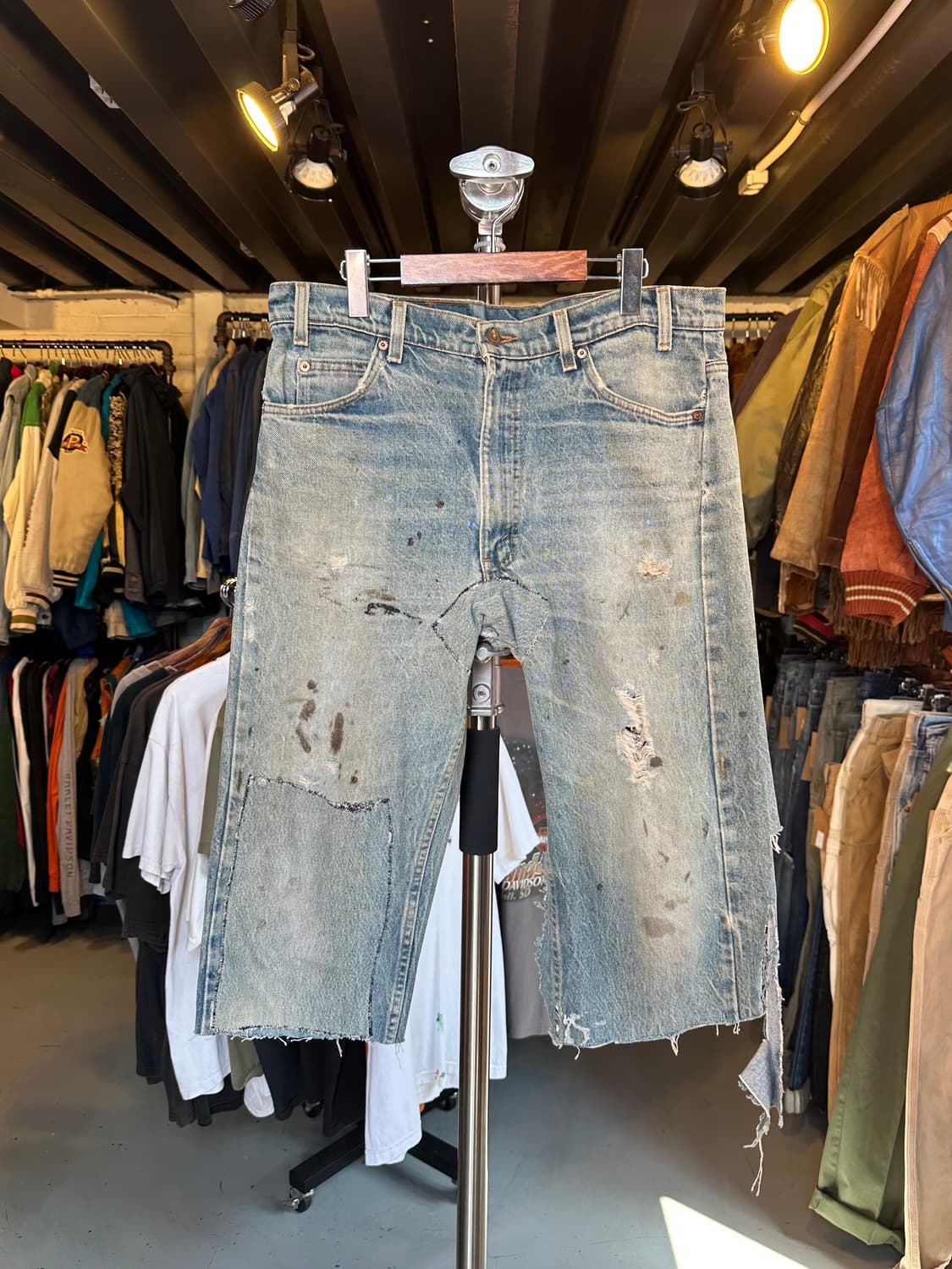 90s 리바이스505 오렌지탭 더티 디트로이트 데님 숏츠 상품이미지1