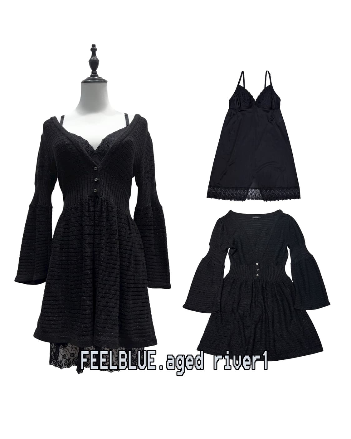 Goth fairy knitdress slipdress 2pcs set 상품이미지1