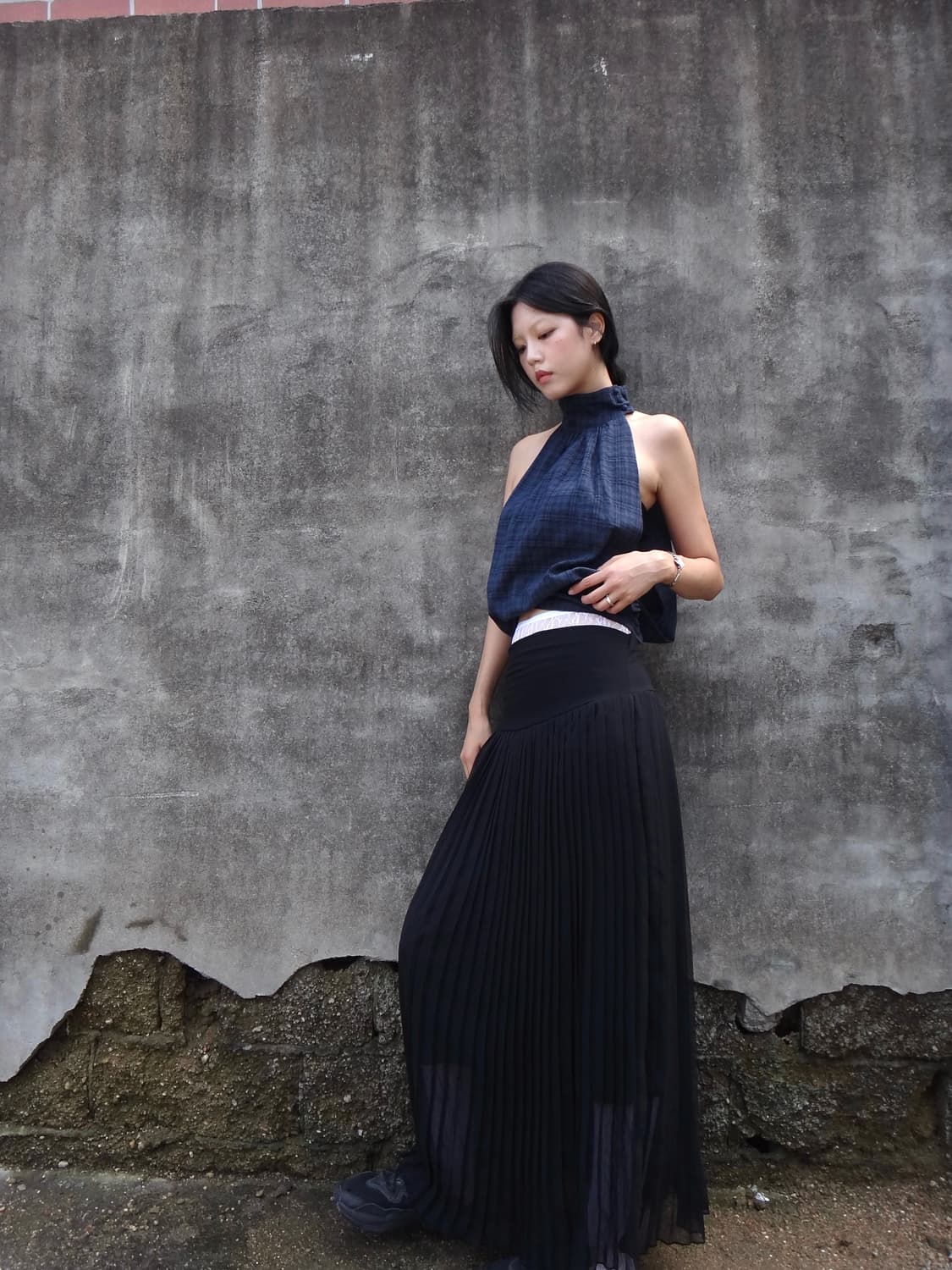 waist banding pleats skirt / black 상품이미지2