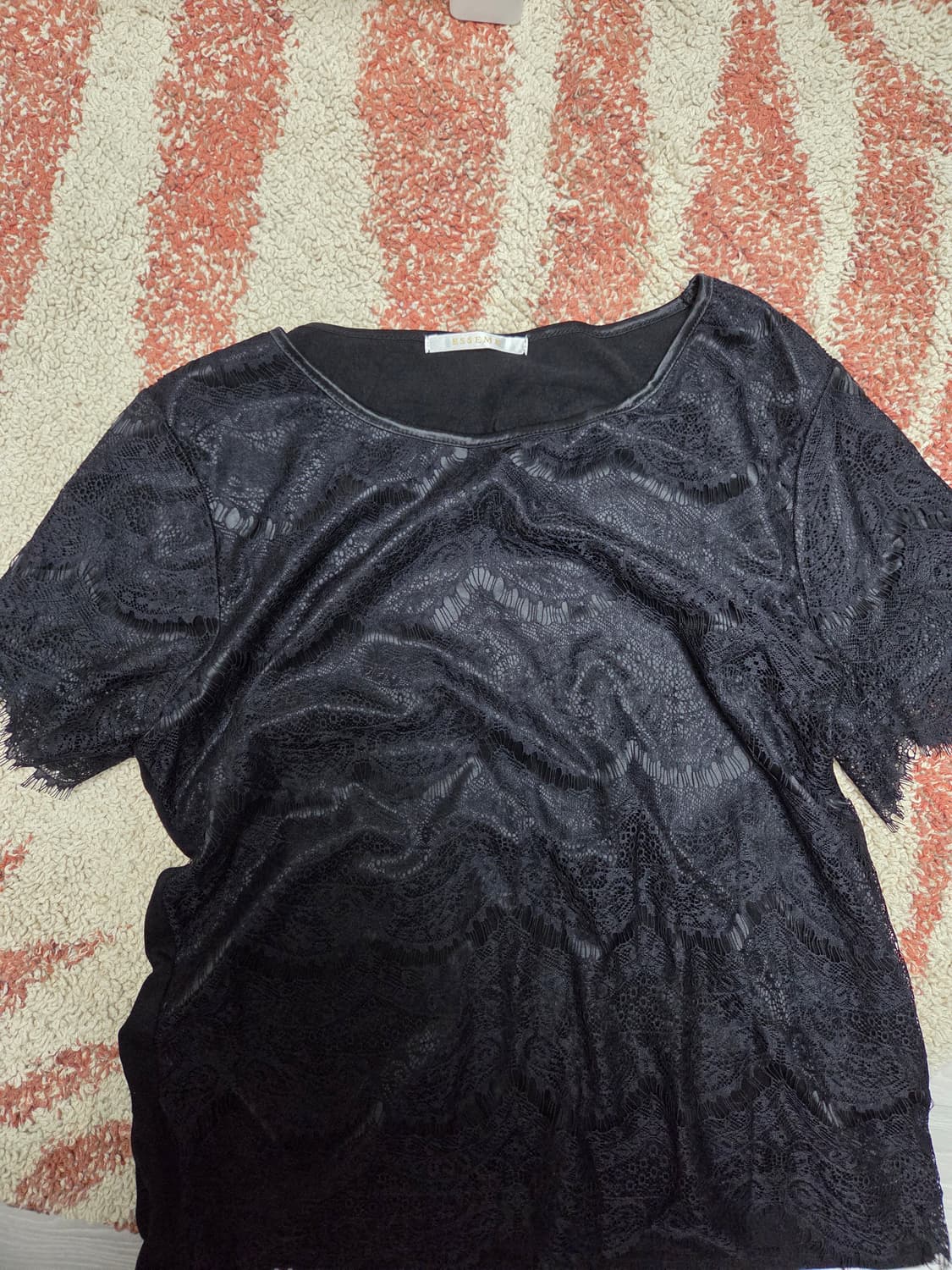 블랙 레이스 반팔 블라우스 상품이미지5