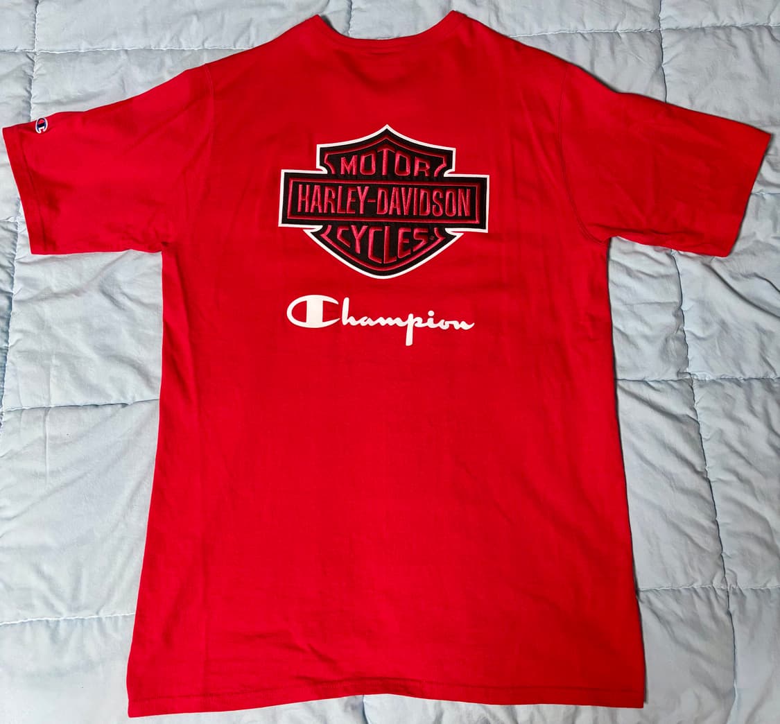 XL) 챔피온 X 할리데이비슨 팬애틱 반팔티셔츠 레드 상품이미지6