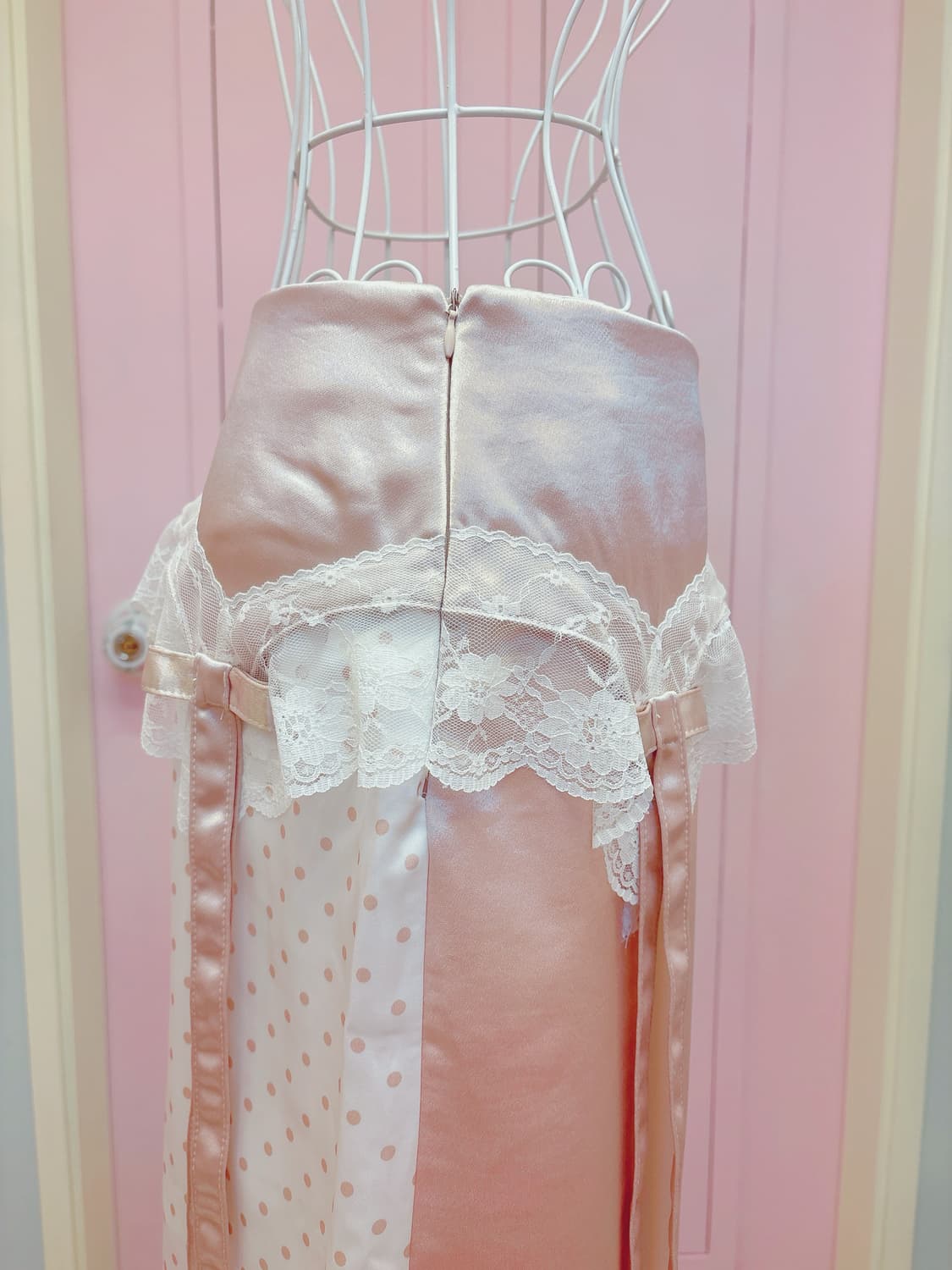 Ribbon lace pink midi skirt 상품이미지6