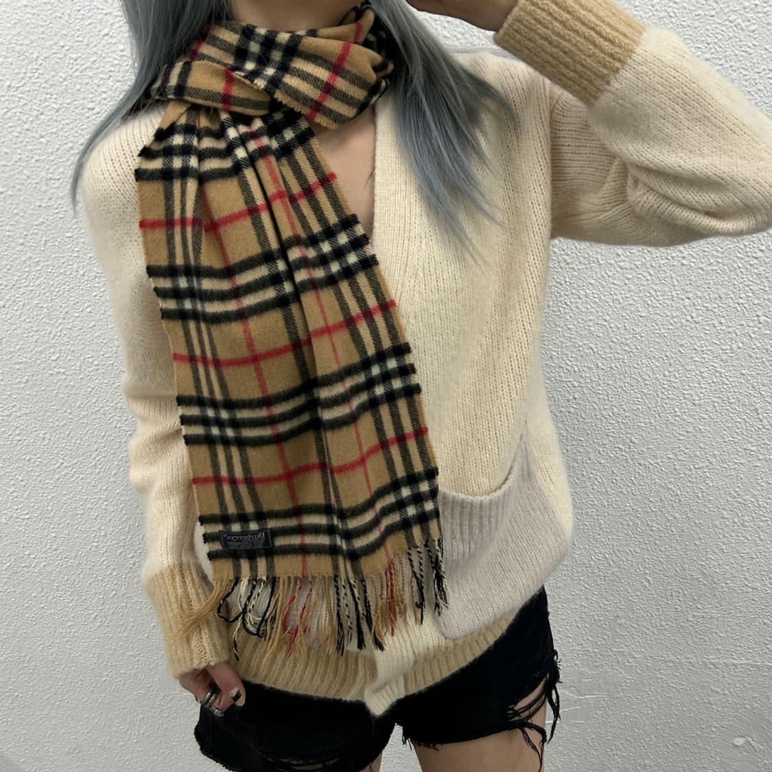버버리 베이지 노바체크 캐시미어 머플러 상품이미지2