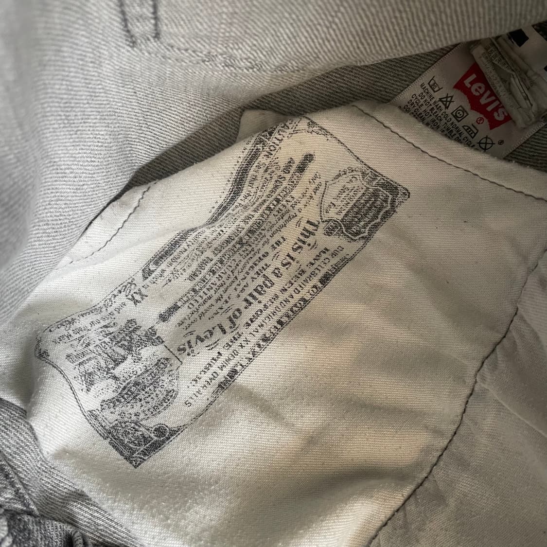 (27) 리바이스 501 27x32 연그레이 버튼플라이 워싱 데님팬츠 상품이미지5