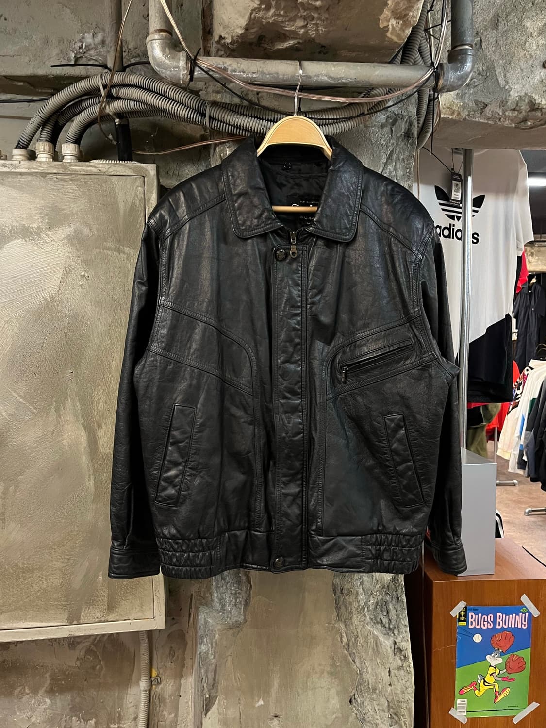 빈티지 소가죽 레더 자켓 블랙 M #csz2035 상품이미지1