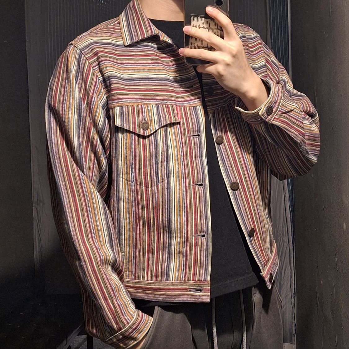 HRMARKEY 할리우드렌치마켓 멀티컬러 스트라이프 트러커자켓 캐주얼자켓 상품이미지2