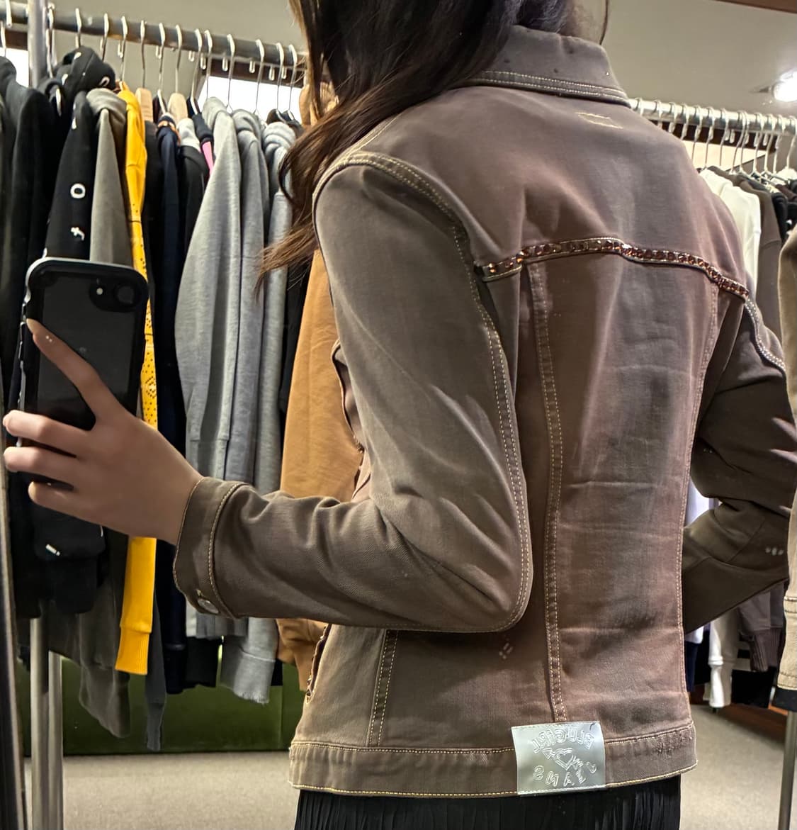 OS)Japanese vintage 여성 갈색 스터드 디테일 데님자켓 상품이미지2