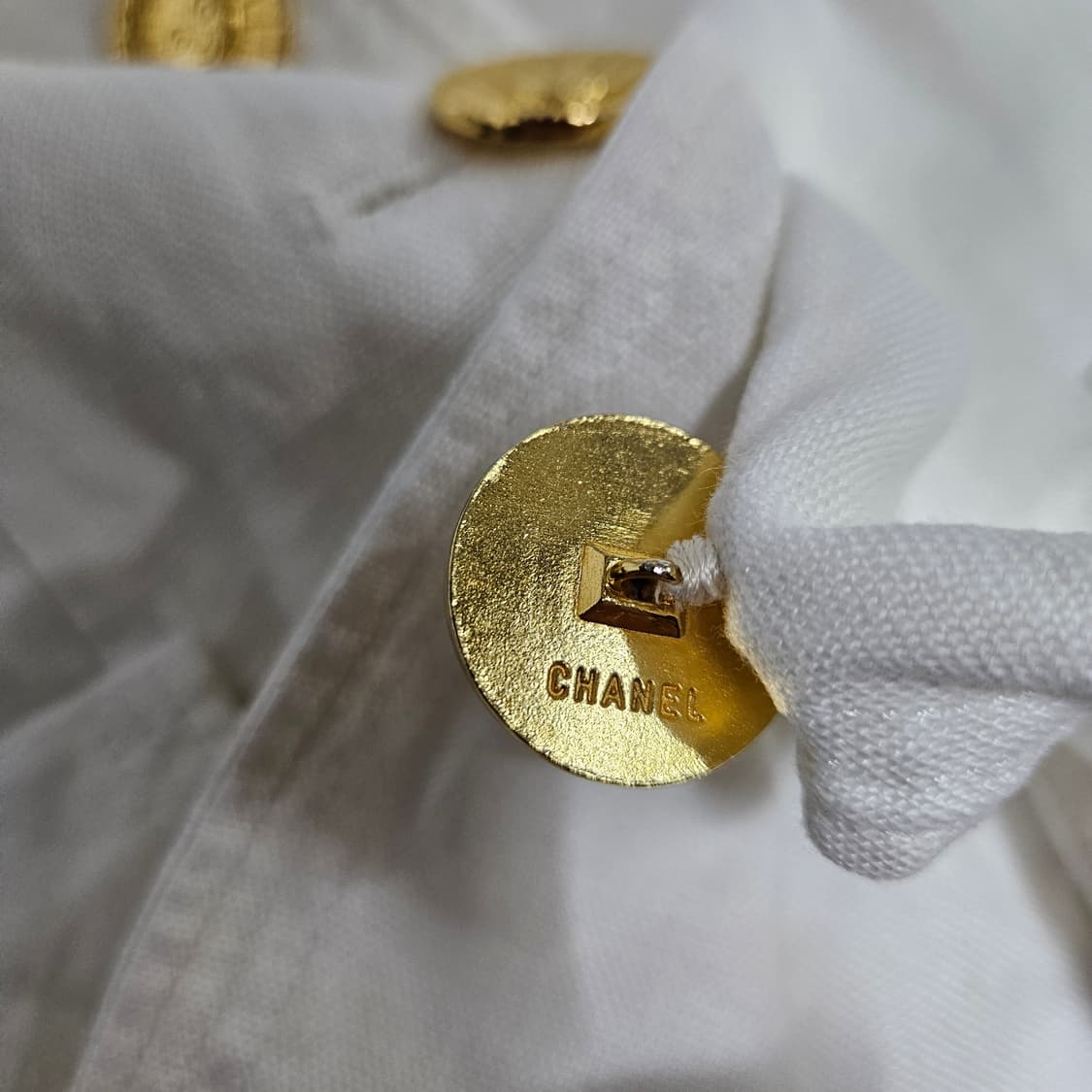 샤넬 빈티지 화이트 린넨 자켓[38] 상품이미지6