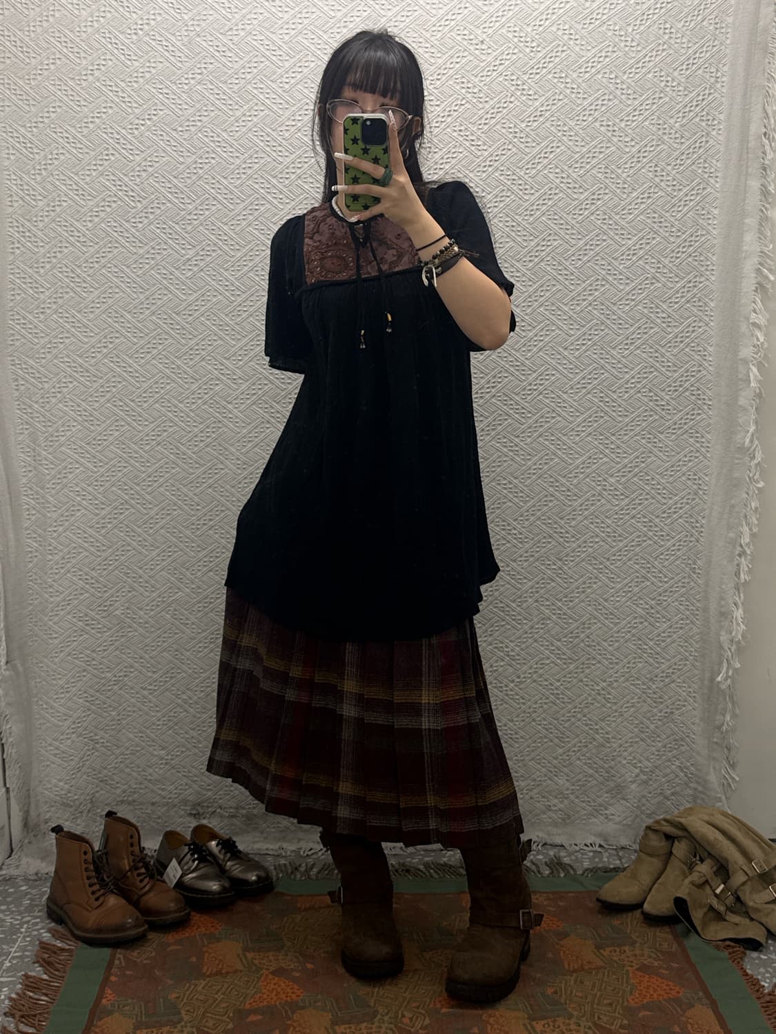 빈티지 보헤미안 레트로 페미닌 뜨개 베이비돌 셔링 원피스 K0064 상품이미지2