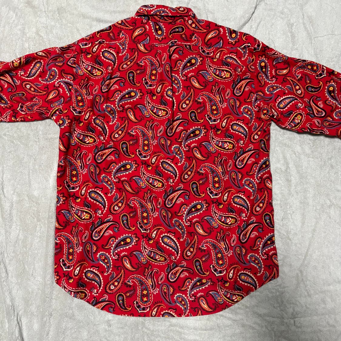 빈티지 레드 페이즐리 패턴 코튼 셔츠 L 상품이미지4