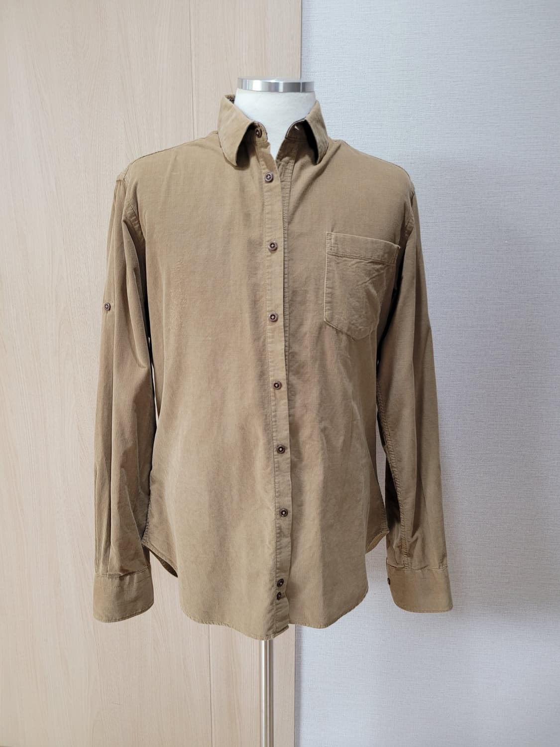 자라맨 ZARAMAN 코듀로이 롤업셔츠 105 베이지 상품이미지1